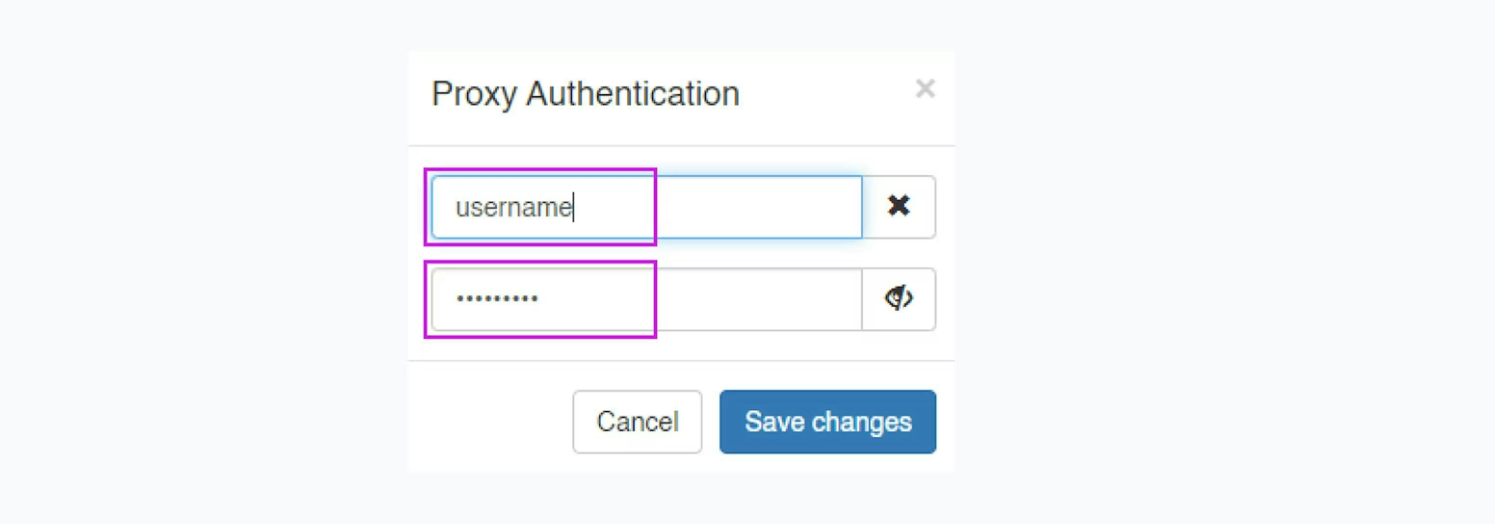 Entering username and password
