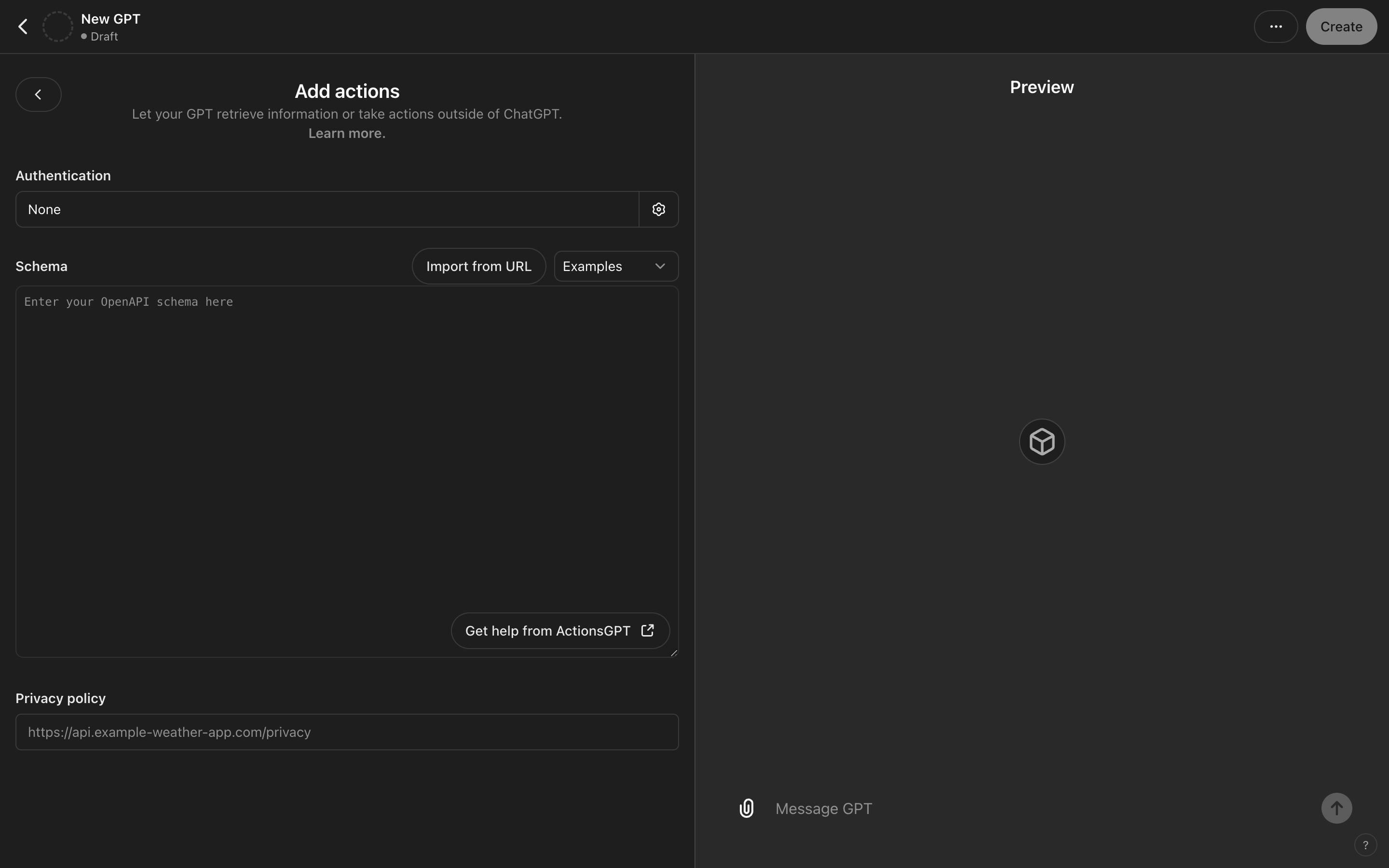 Configuring authentication settings and providing an OpenAPI schema