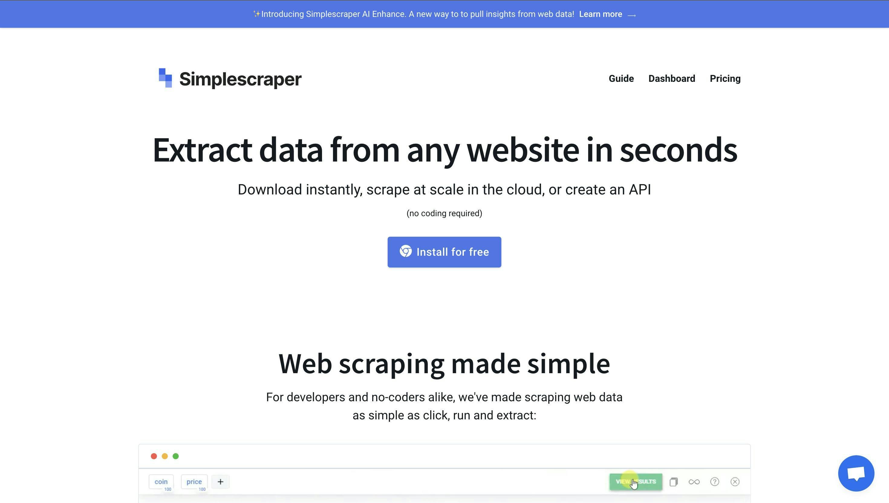 Simplescraper homepage