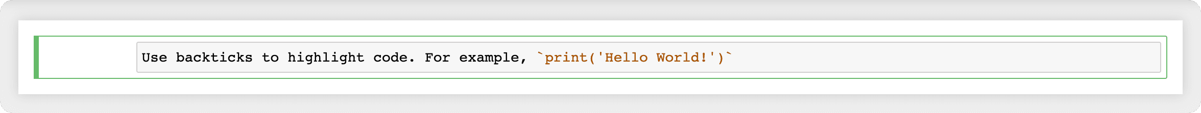Highlighting text with inline code