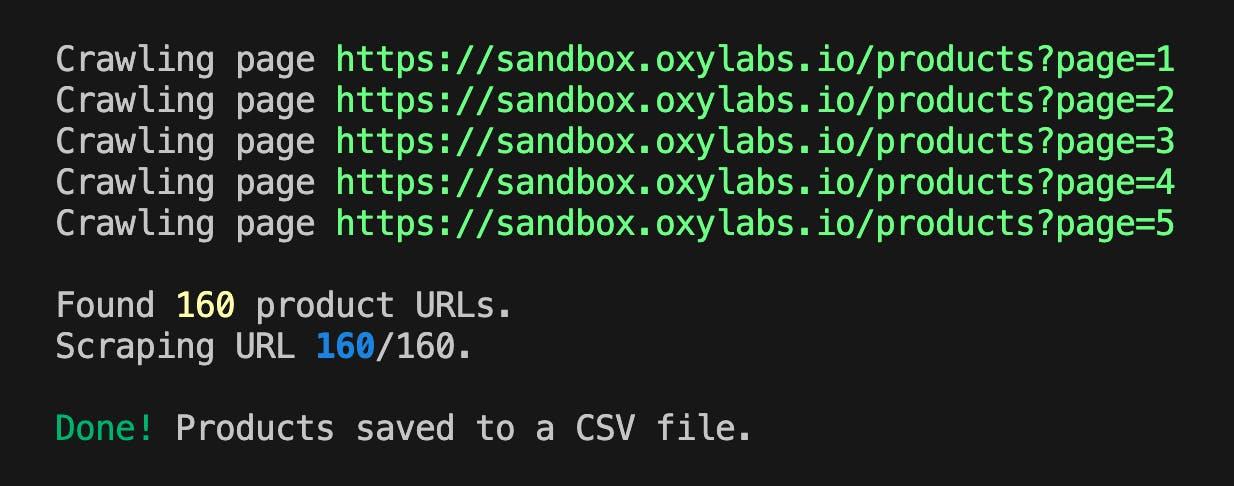 Python scraper progress information