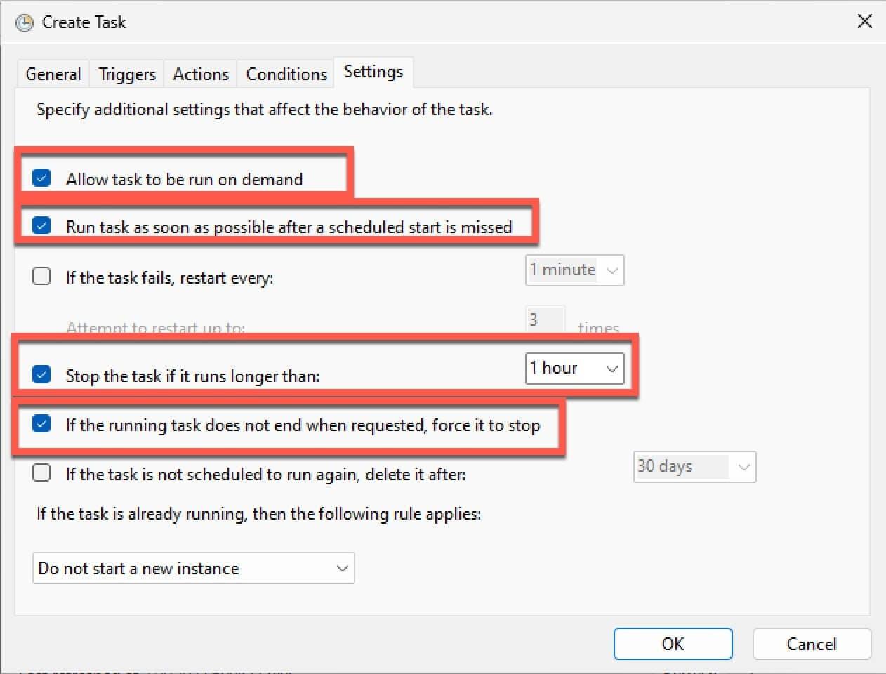 Suggested settings