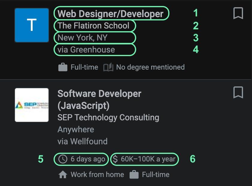 Google Jobs listings overview