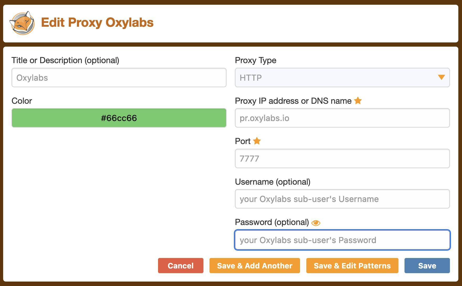 Configuring Oxylabs Residential Proxies