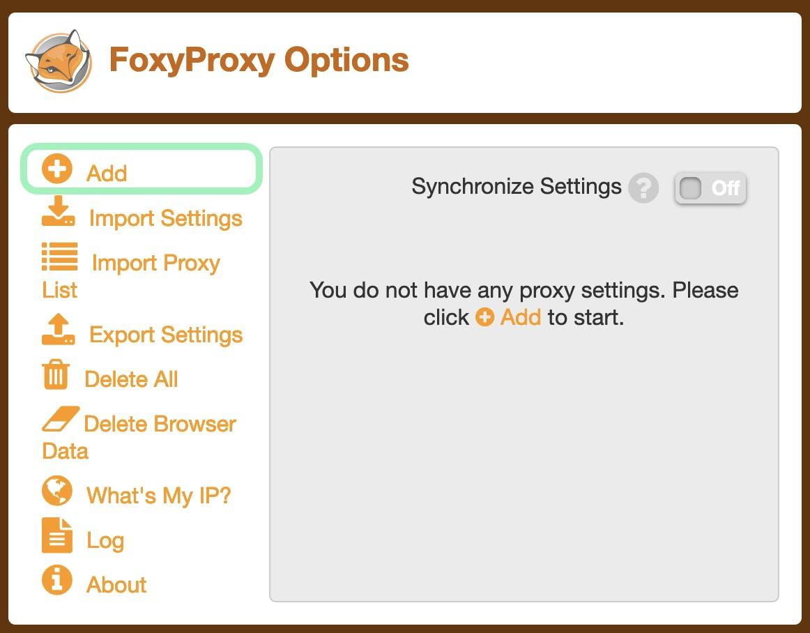 Opening proxy configuration settings