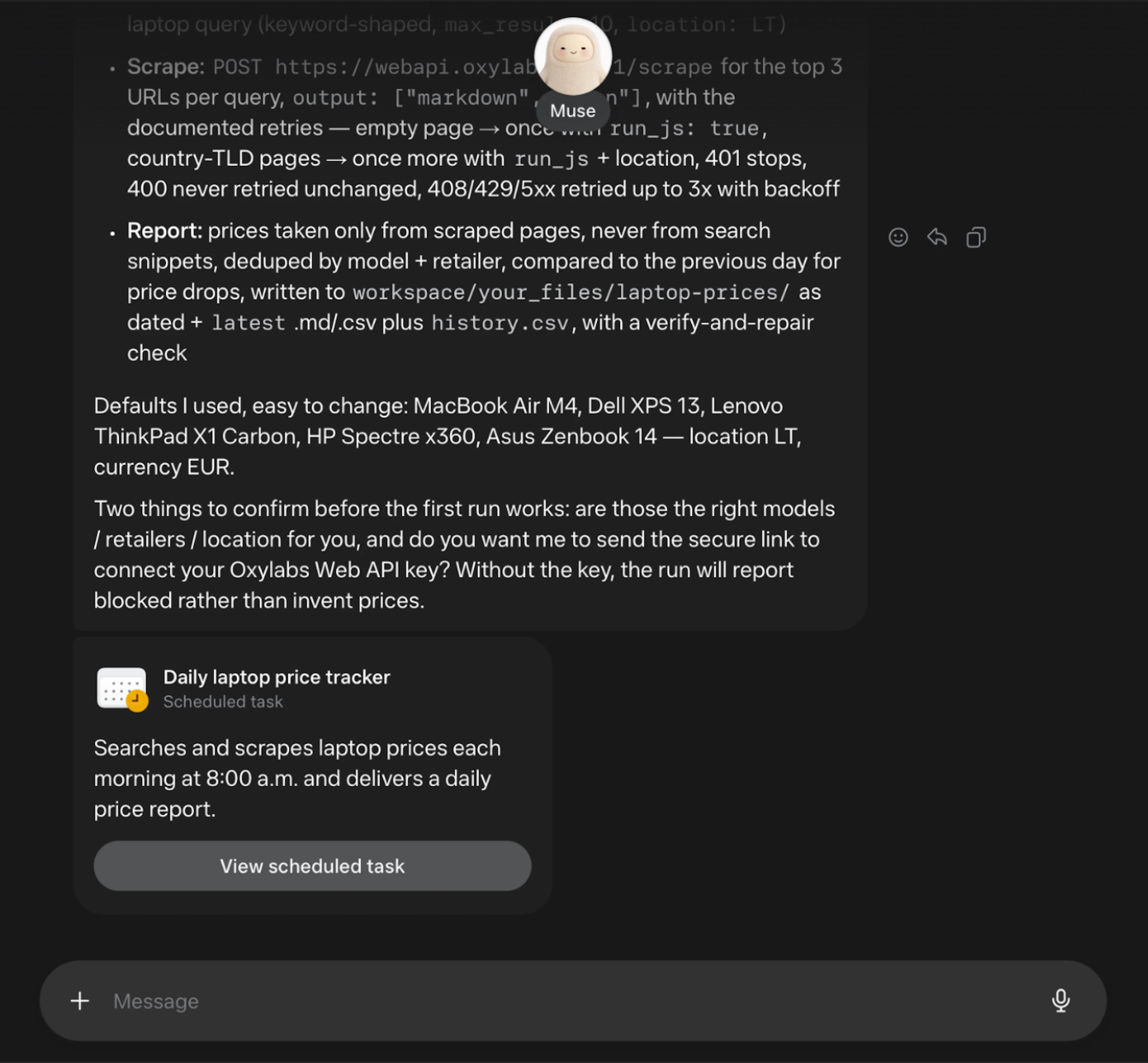 Meta Muse AI integration with Oxylabs Web API setup initialization
