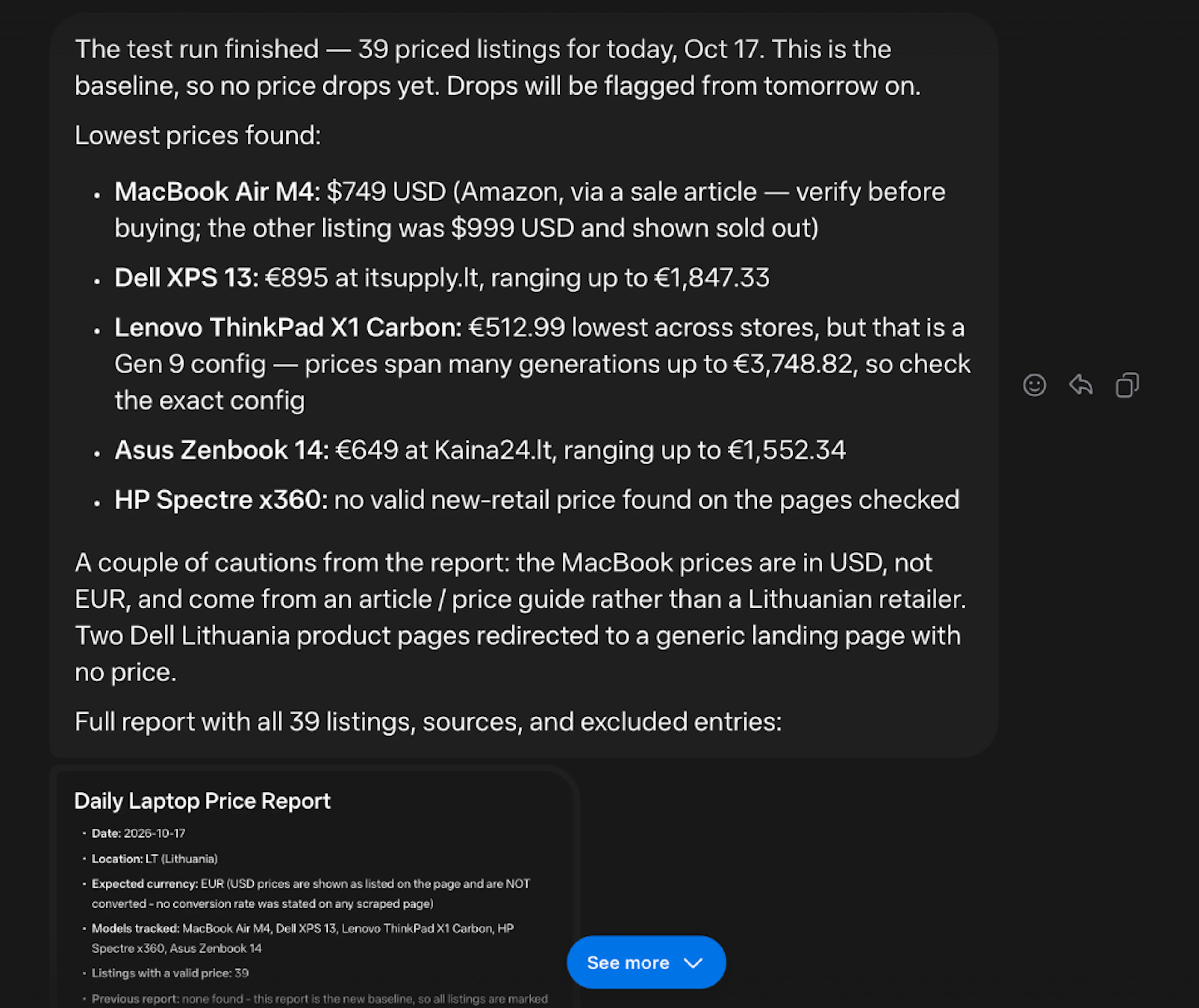 Oxylabs Web API test run results in Meta Muse AI