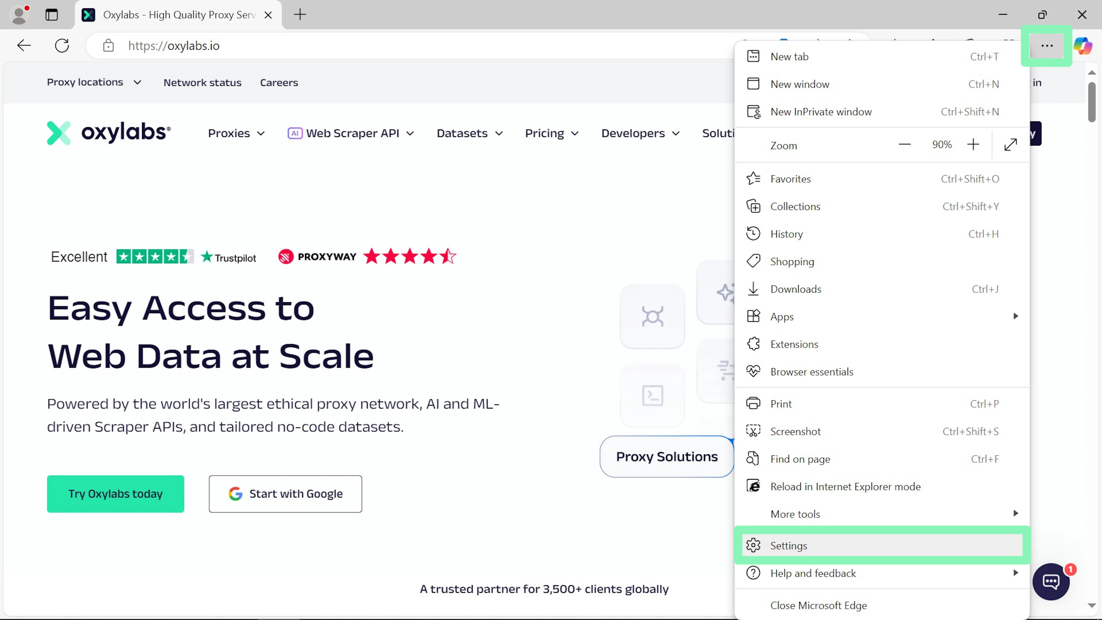 How to set up a proxy server for Microsoft Edge
