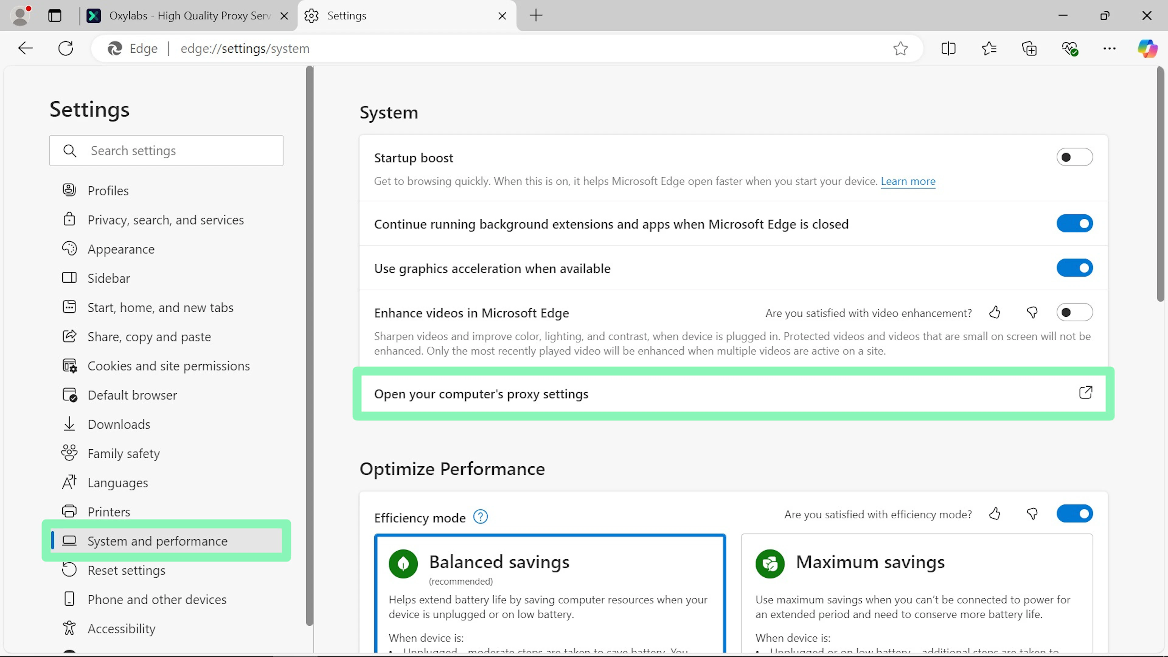 How to set up a proxy server for Microsoft Edge
