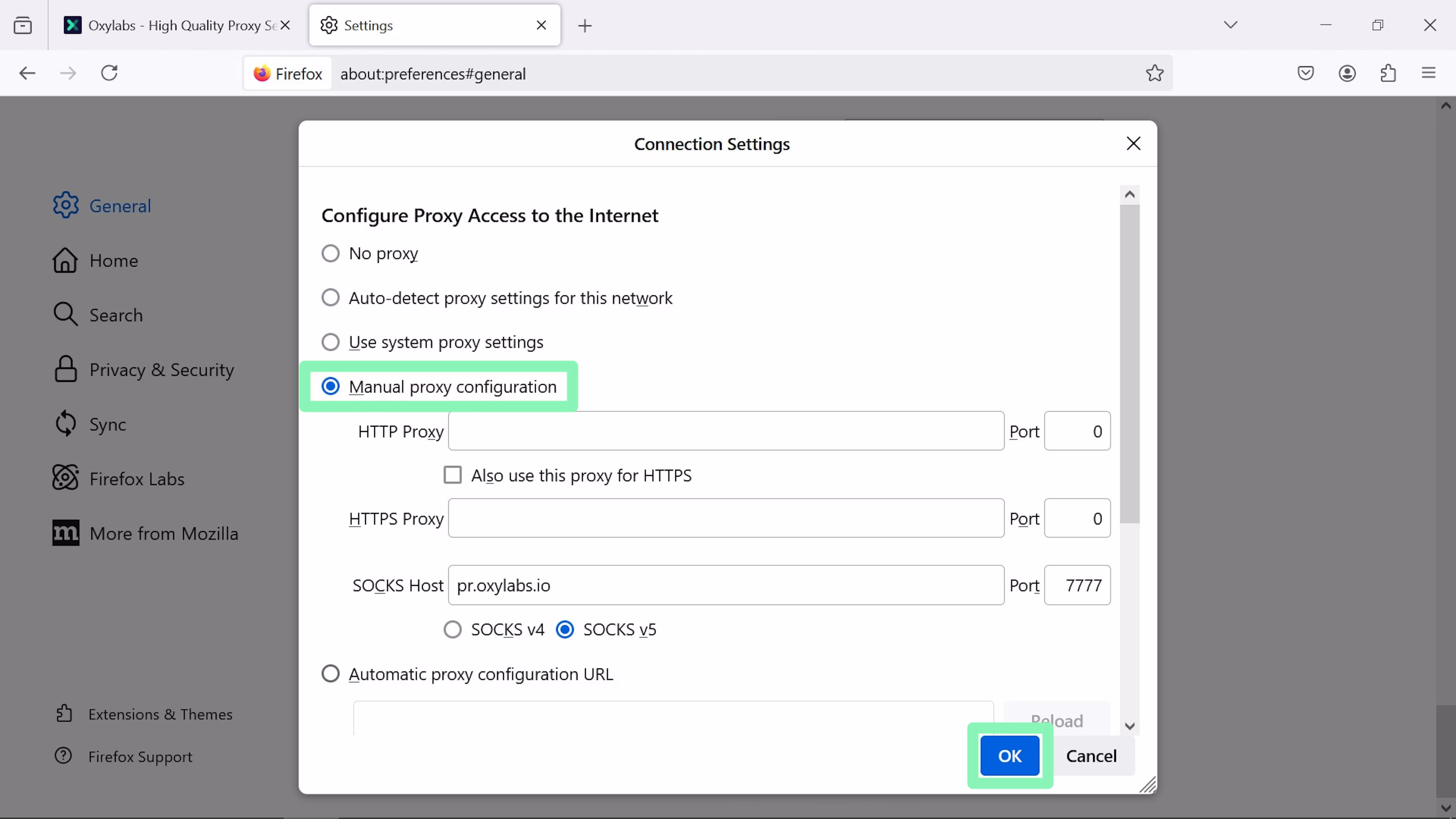 How to set up a proxy server for Mozilla Firefox