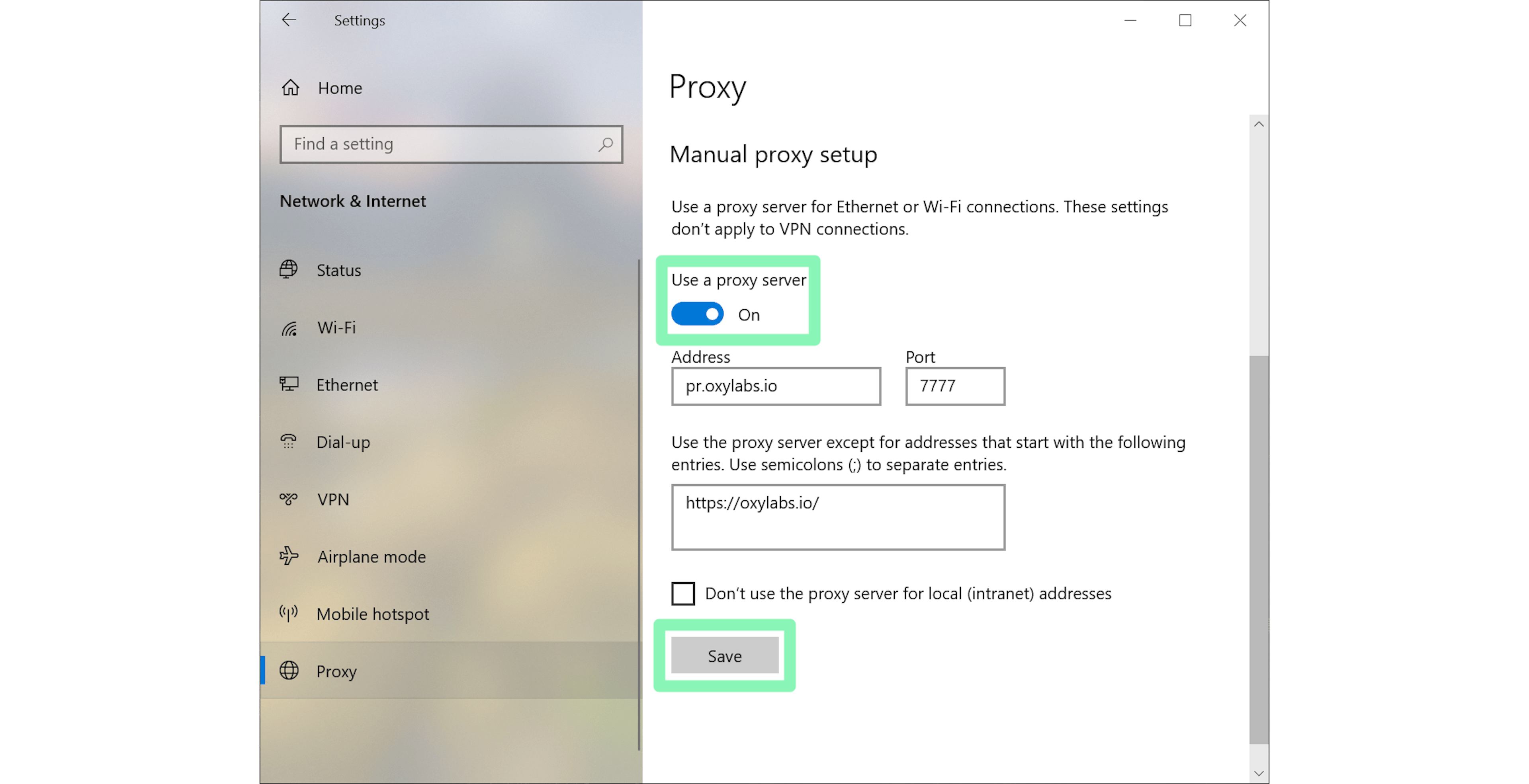 How to set up a proxy server for Windows