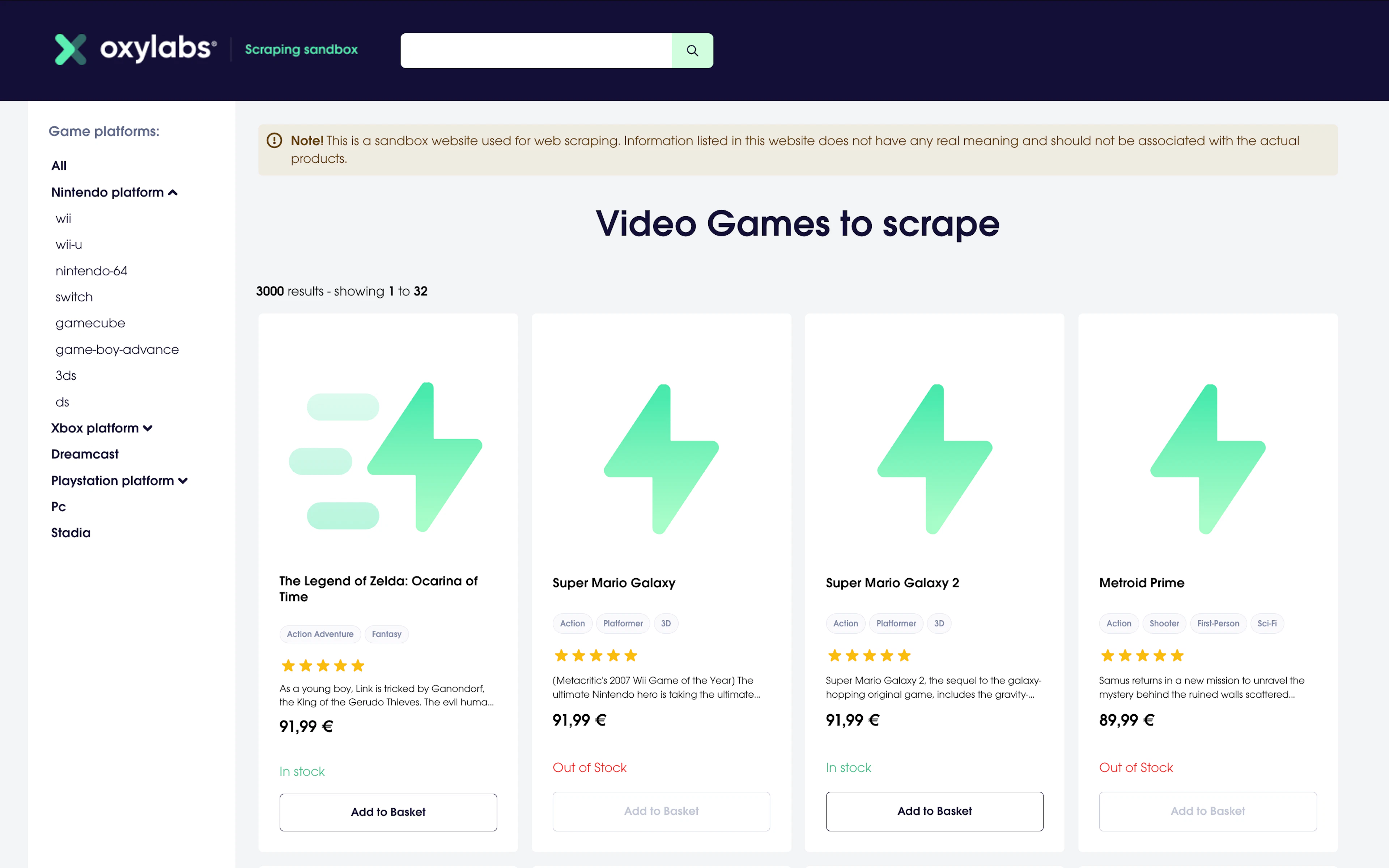 Oxylabs' Scraping Sandbox screenshot