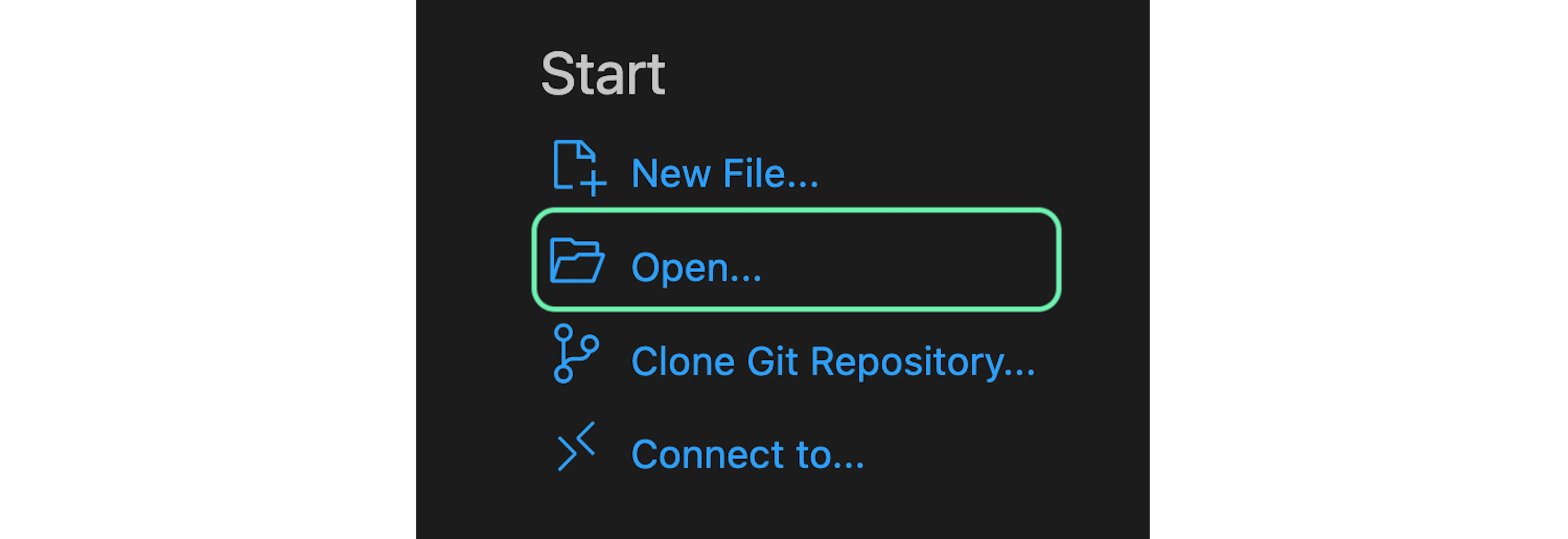 Opening a folder in VS Code
