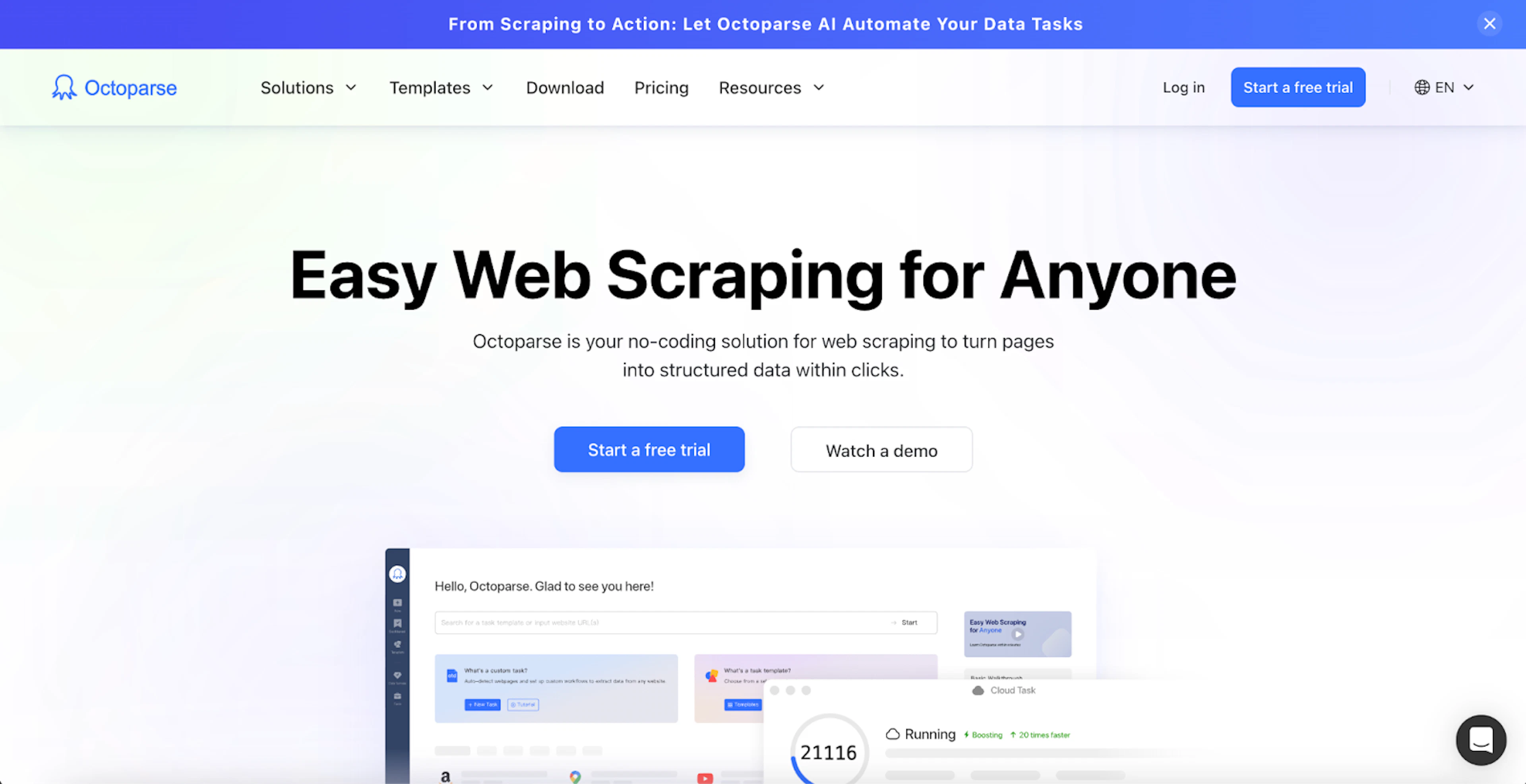 octoparse homepage