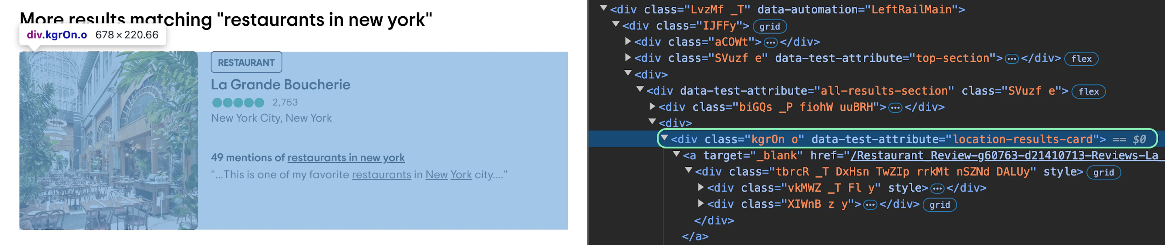 tripadvisor web scraping – iterating through results on tripadvisor website using developer tools