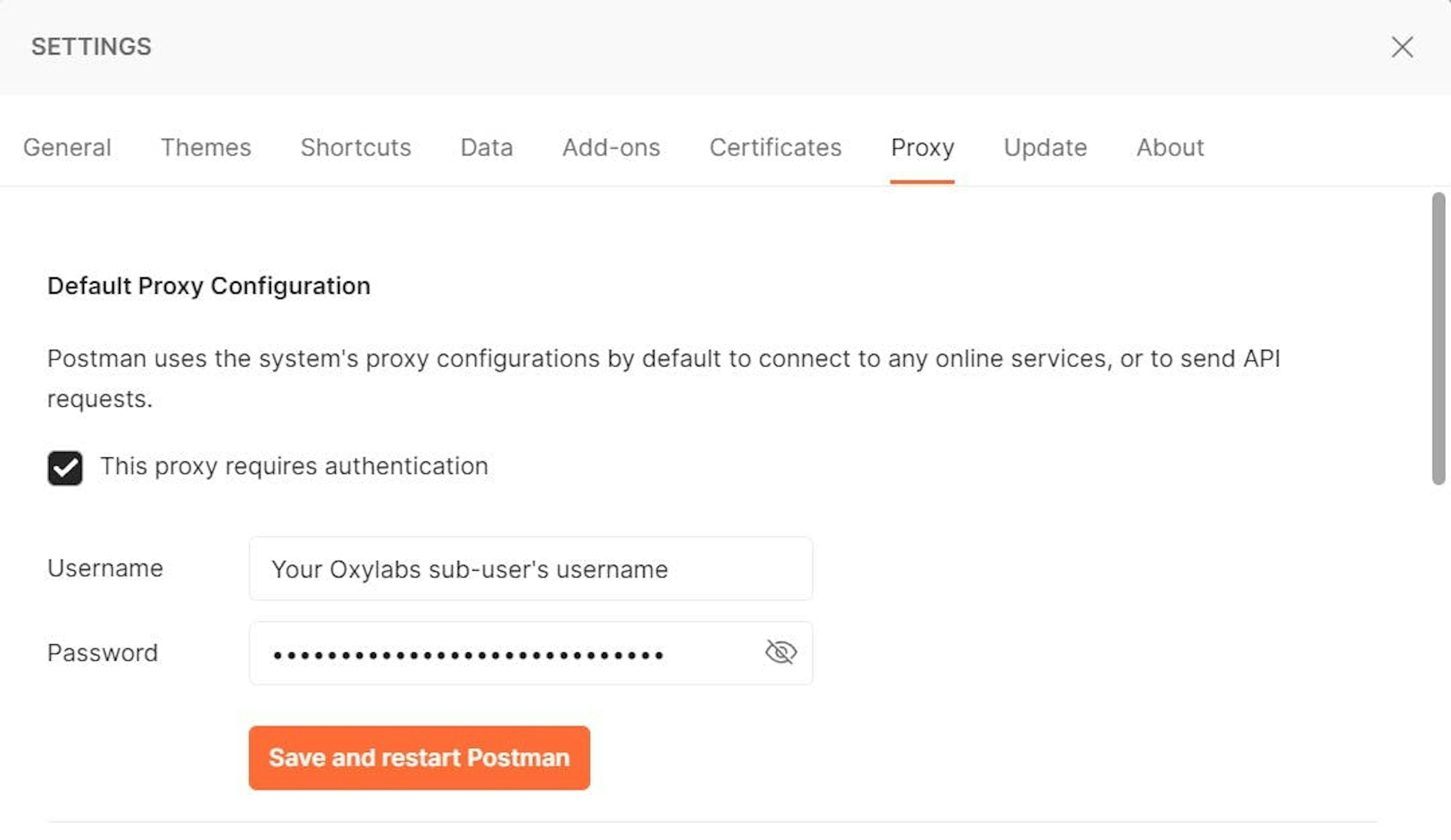 Enabling the system proxy
