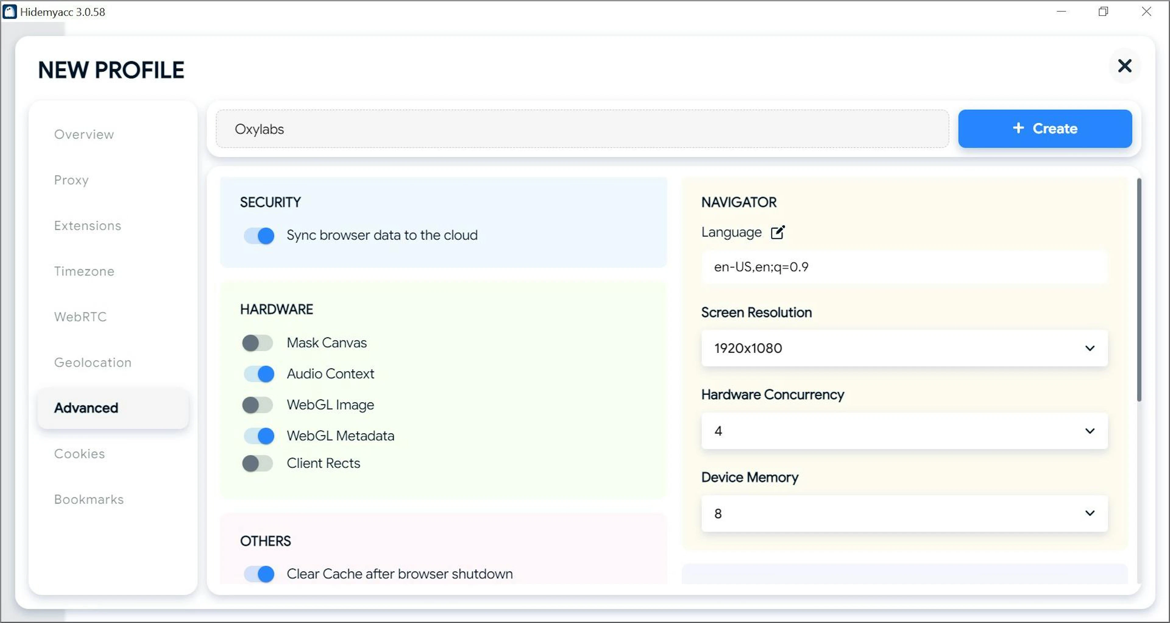 Configuring a browser profile