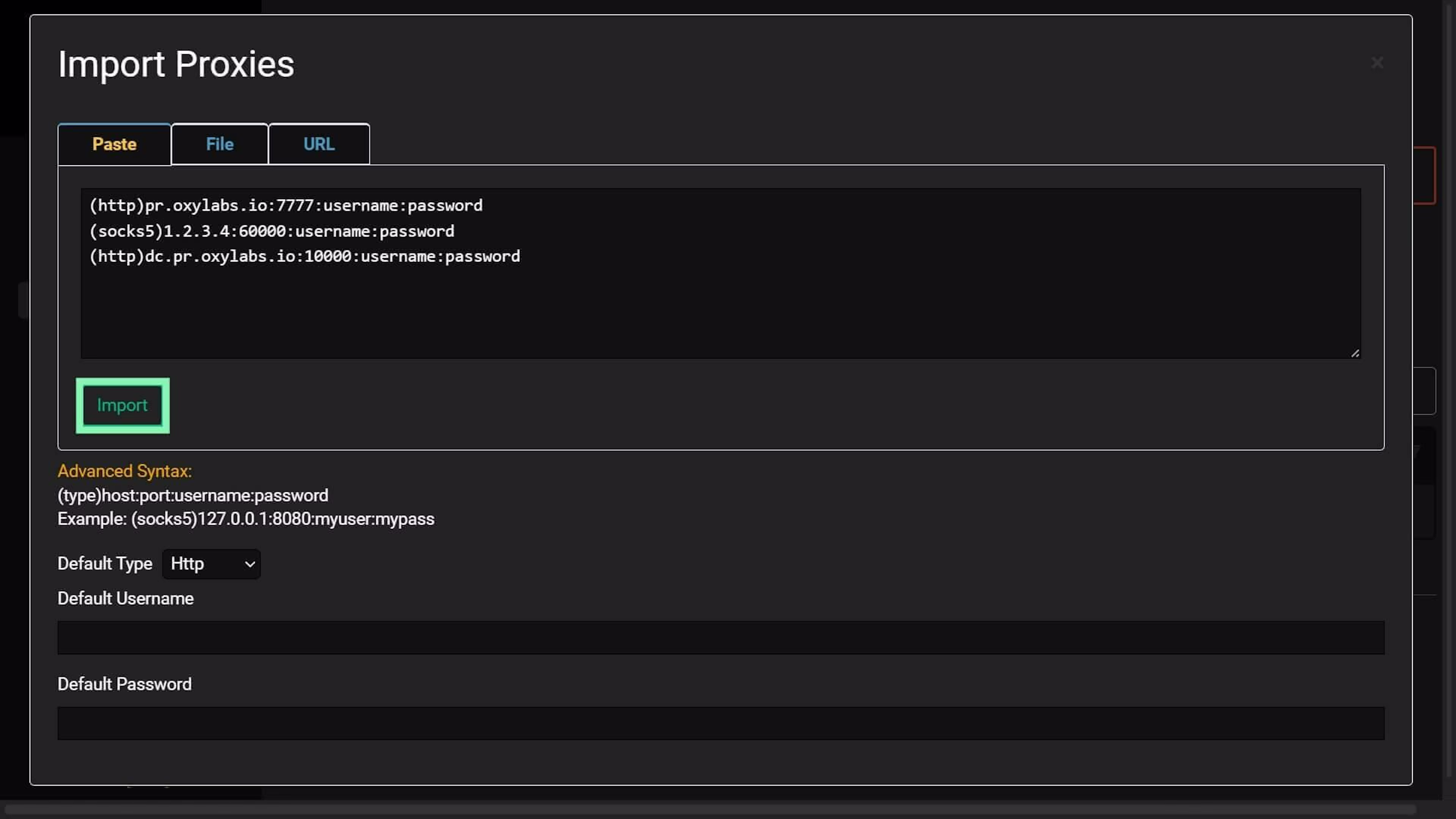 Importing proxies