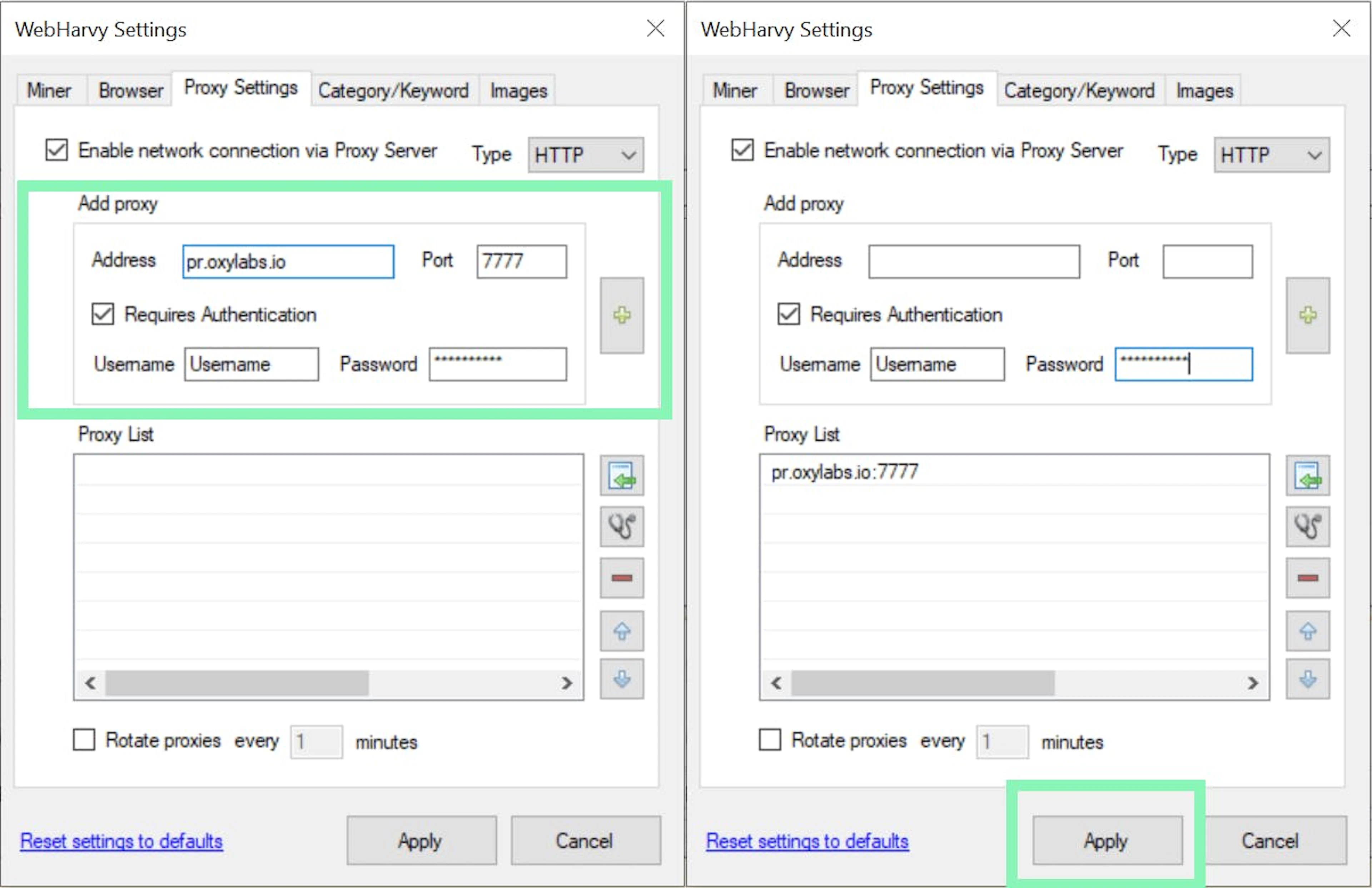 Configuring proxies