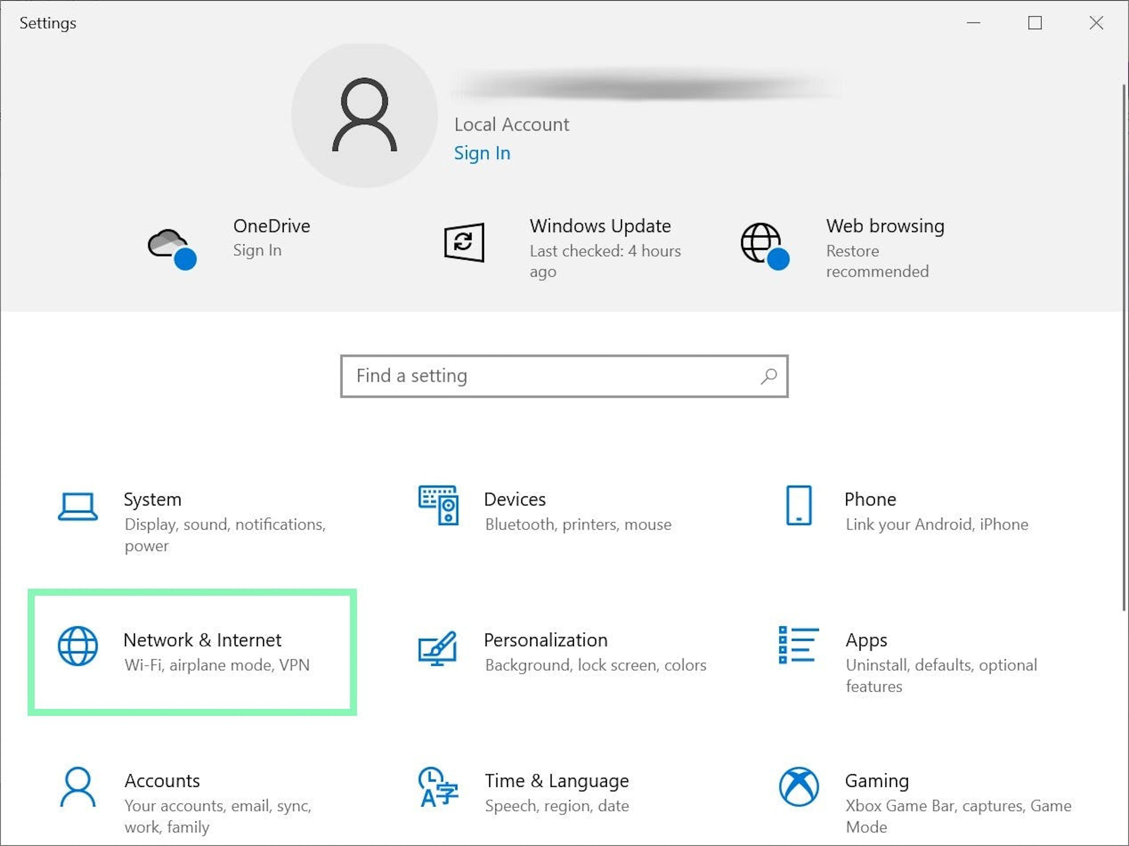 Windows Settings app