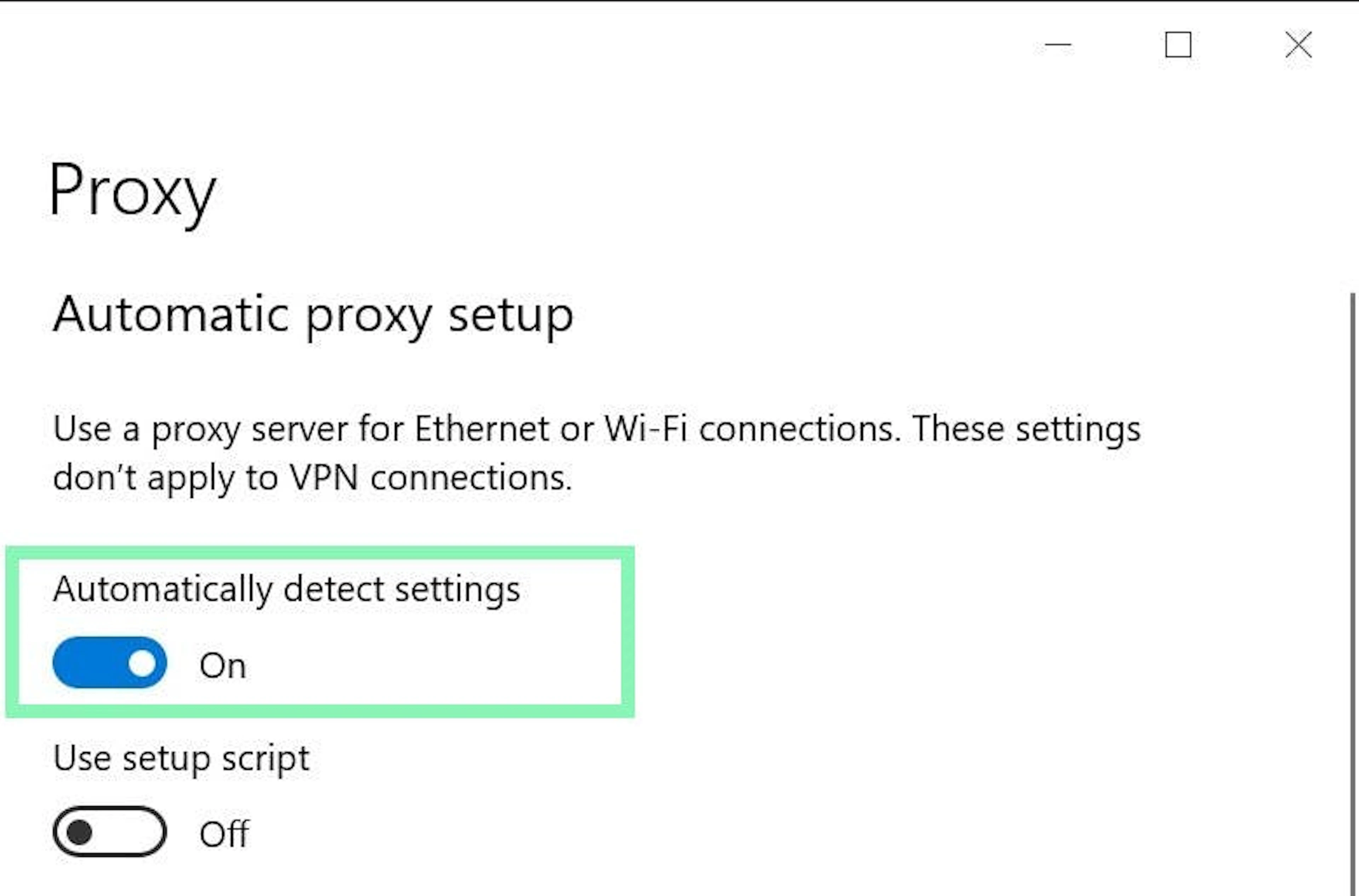 Enabling the automatic settings detection