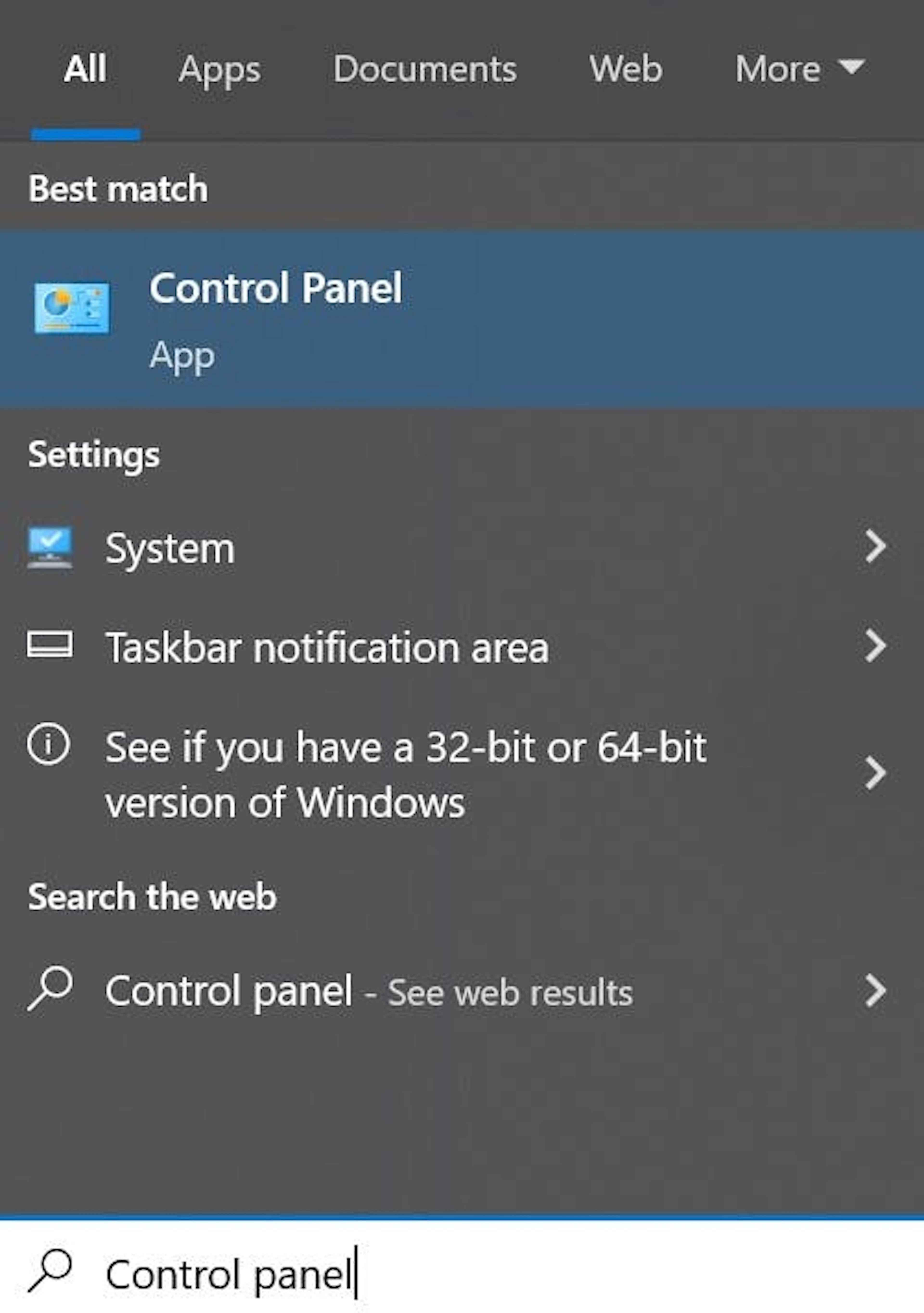Locating Control Panel
