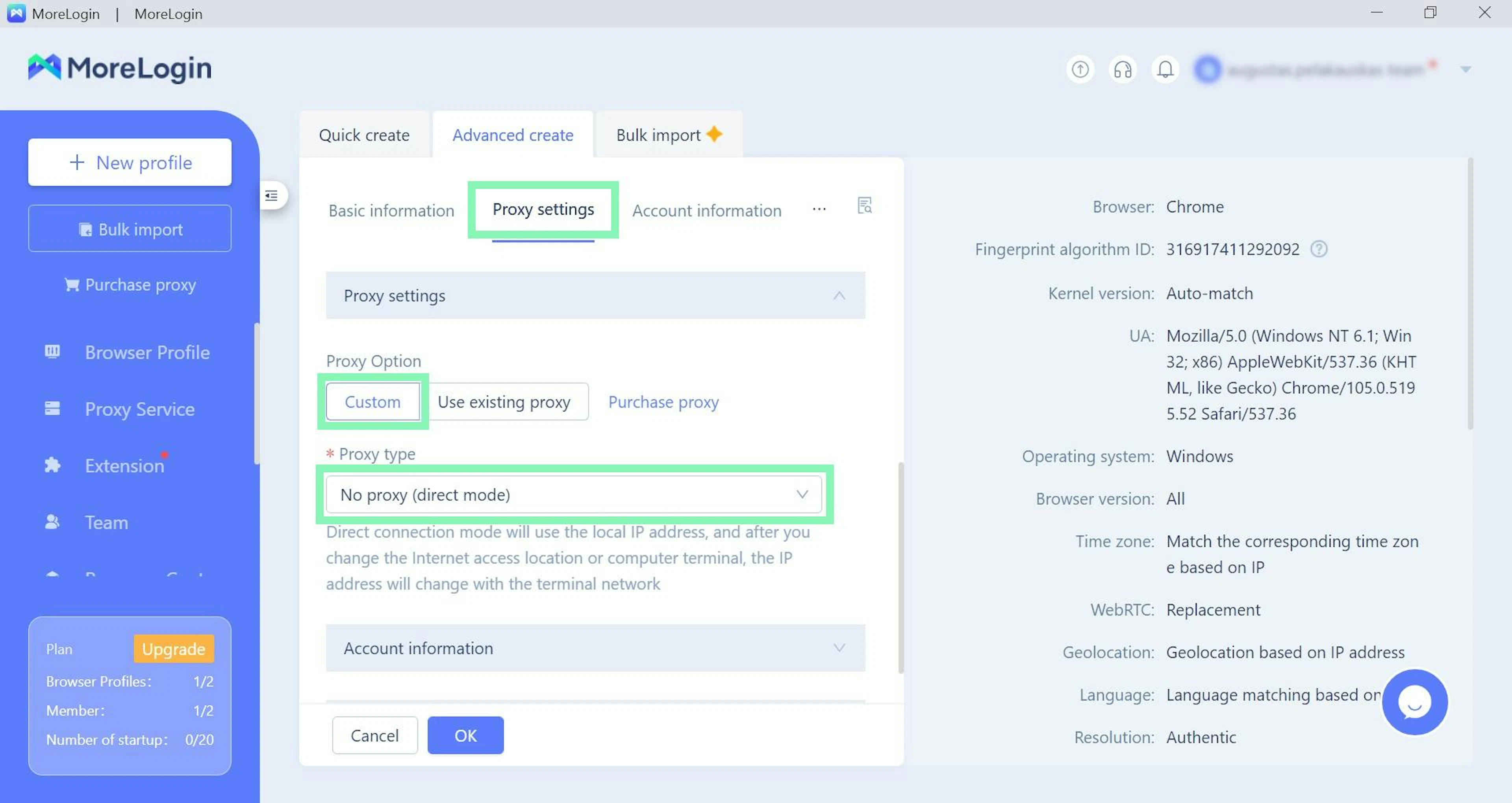 Configuring proxy settings