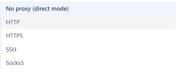 Choose your proxy type (protocol)