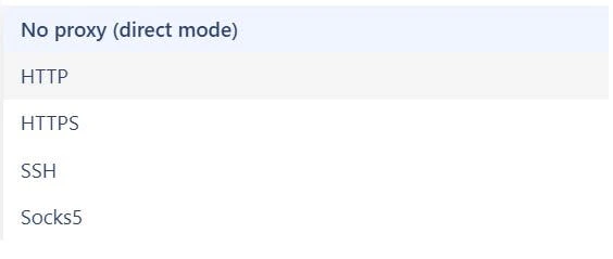Choose your proxy type (protocol)