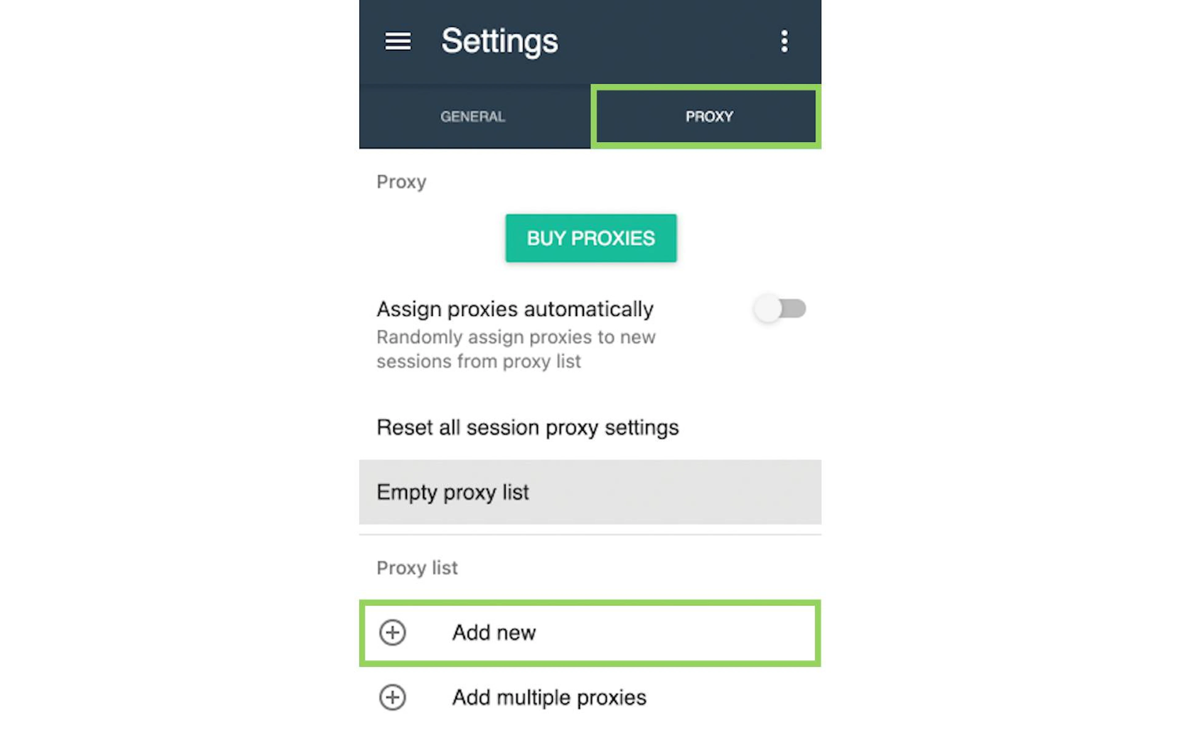Creating a proxy profile