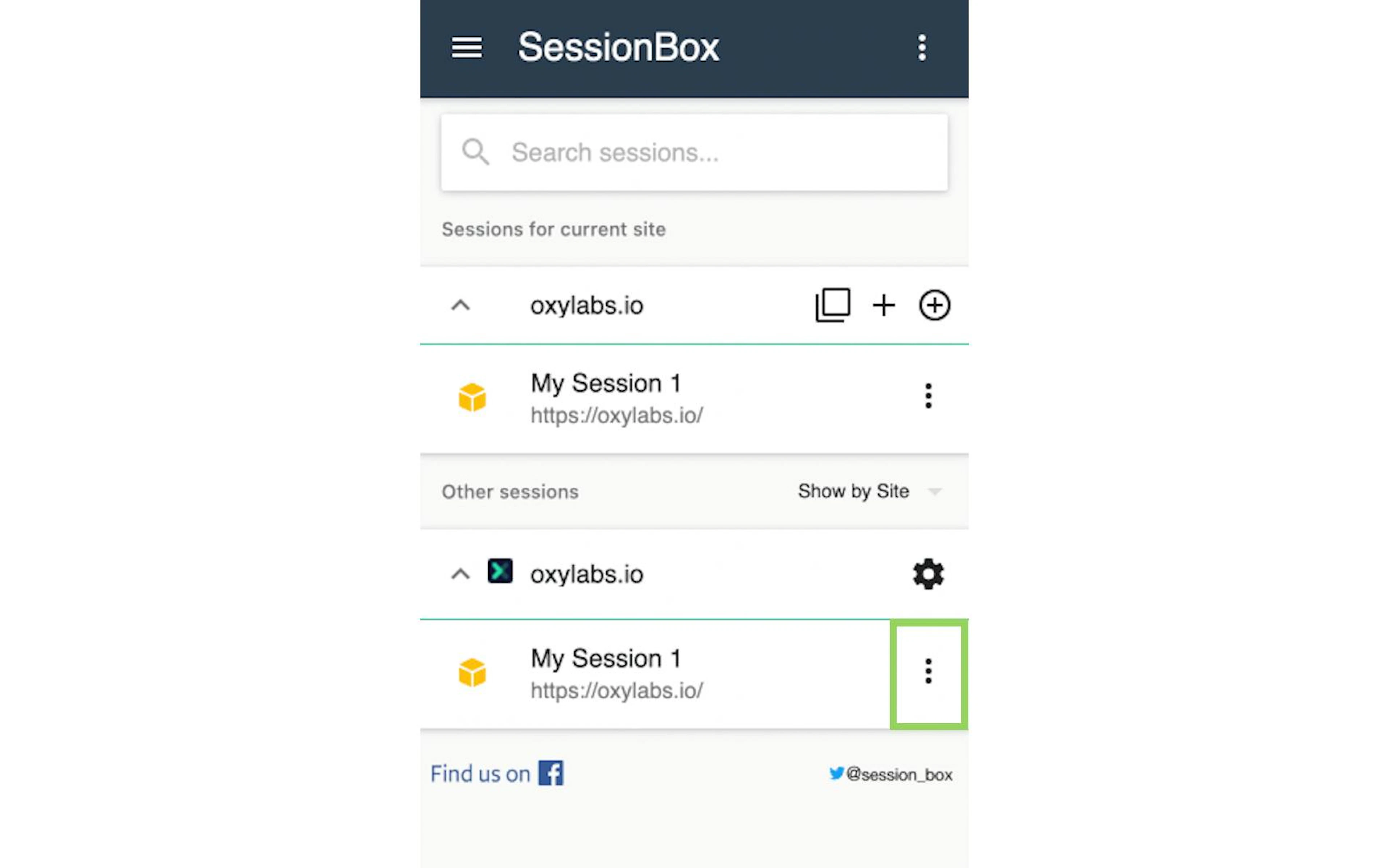 Selecting session settings