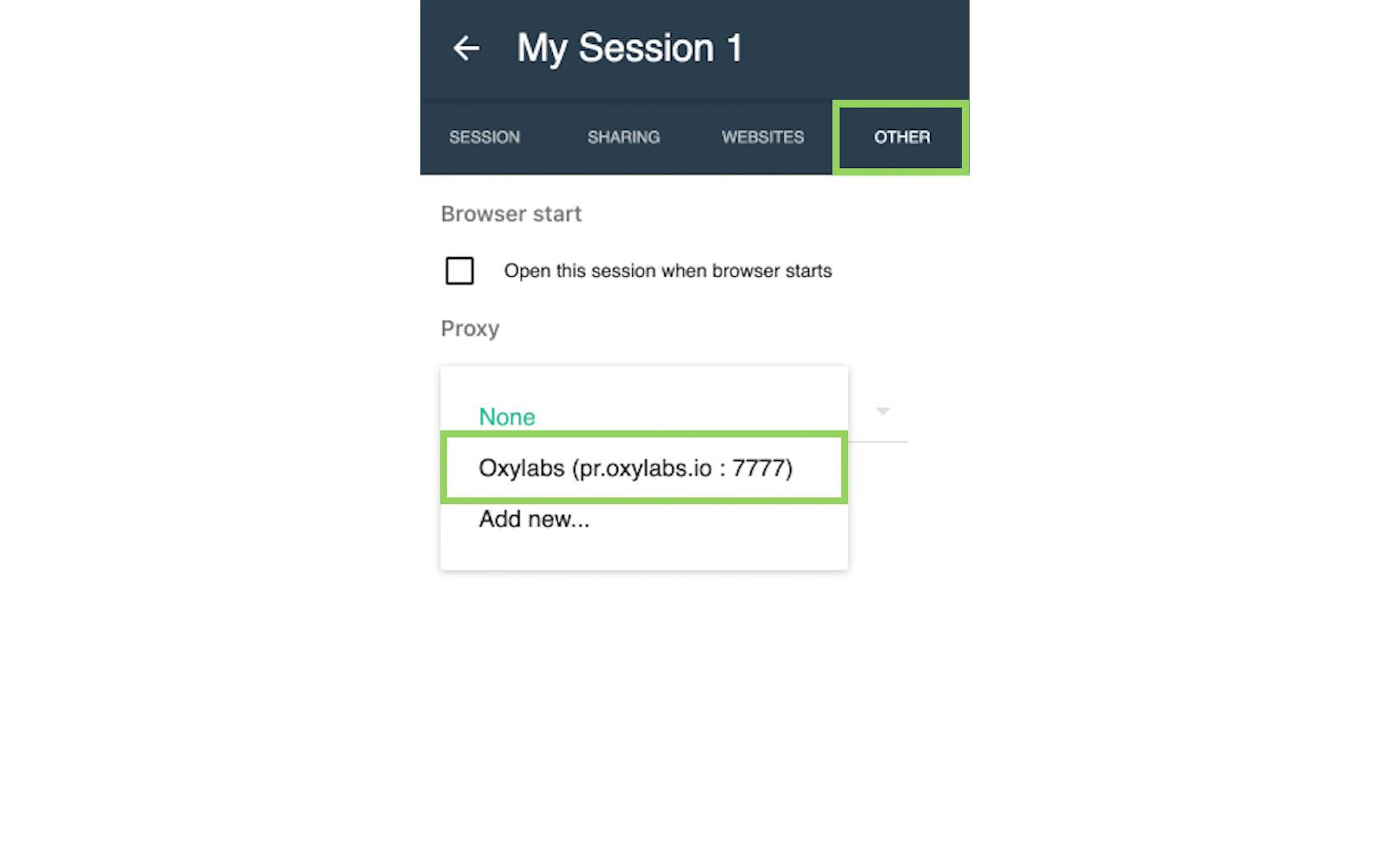 Choosing the proxy profile