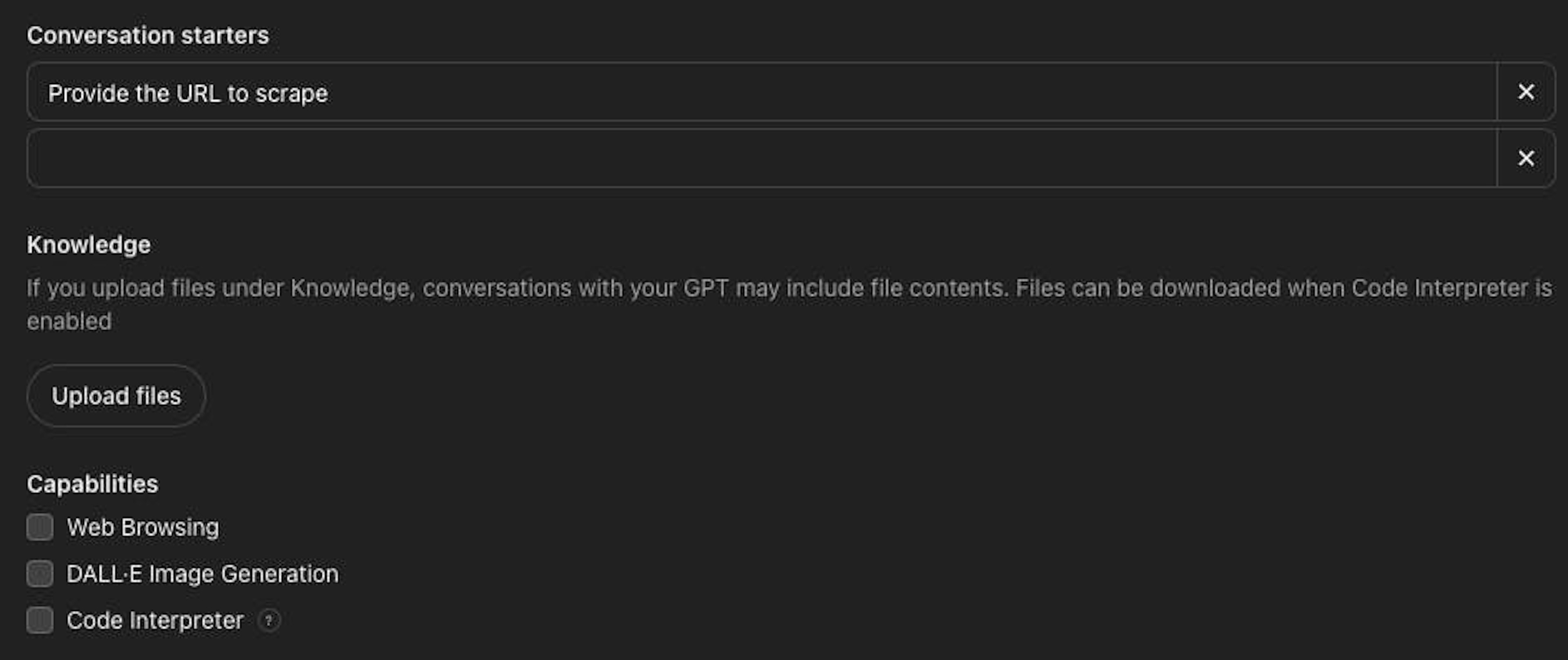 Turning off extra capabilities