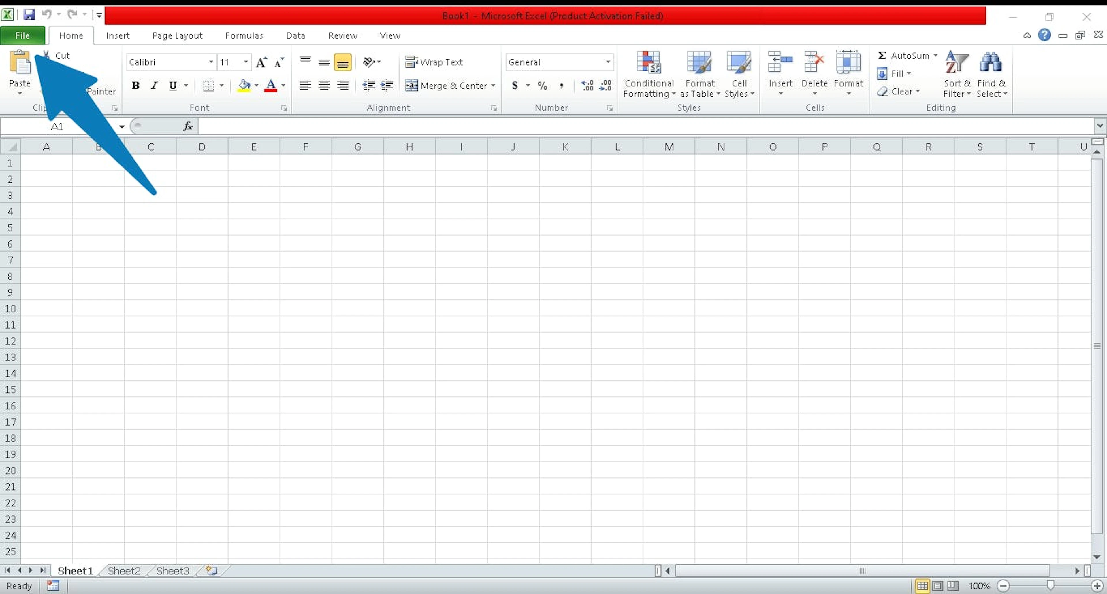 Open Microsoft Excel example screenshot