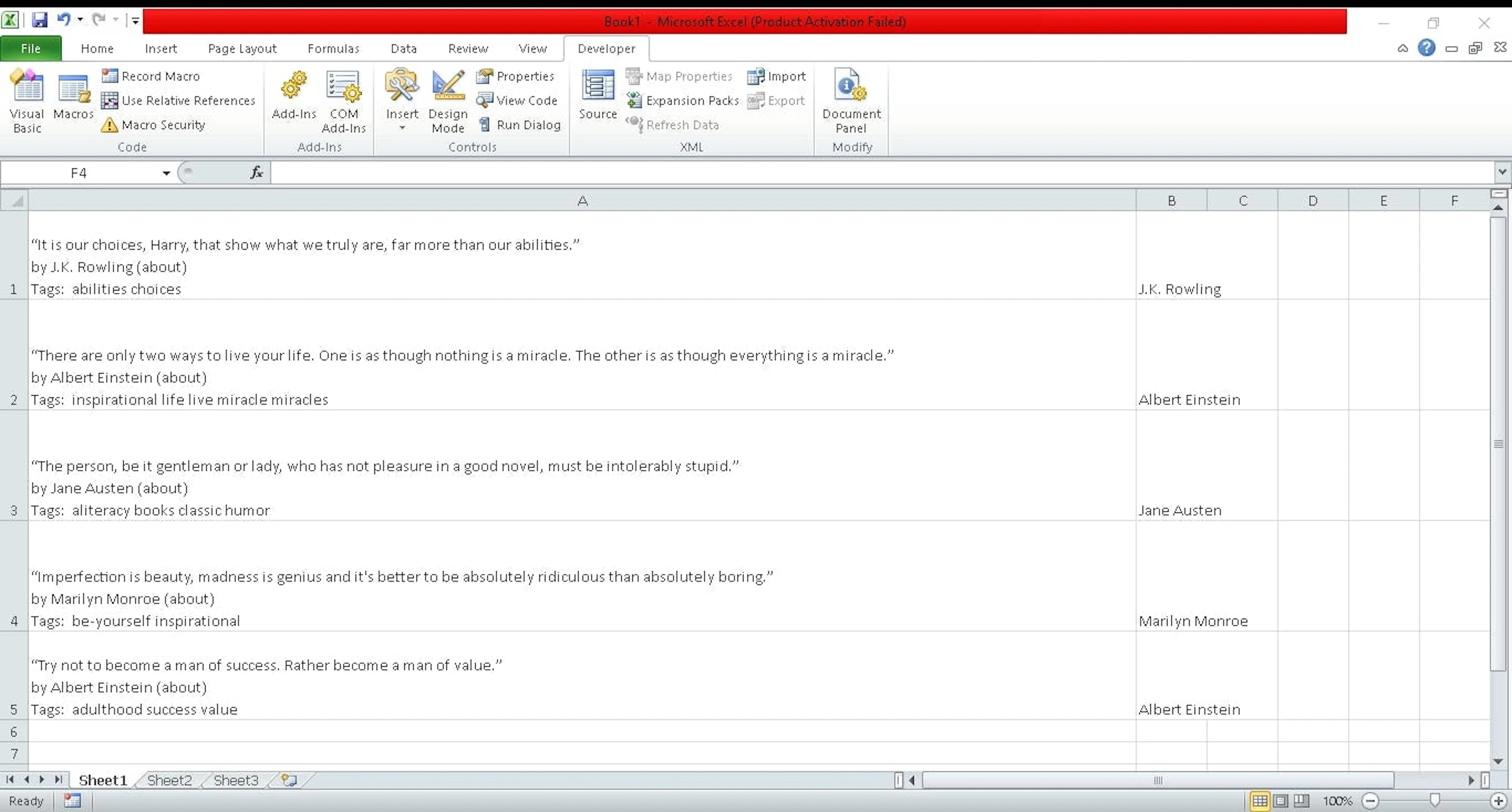 output screenshot