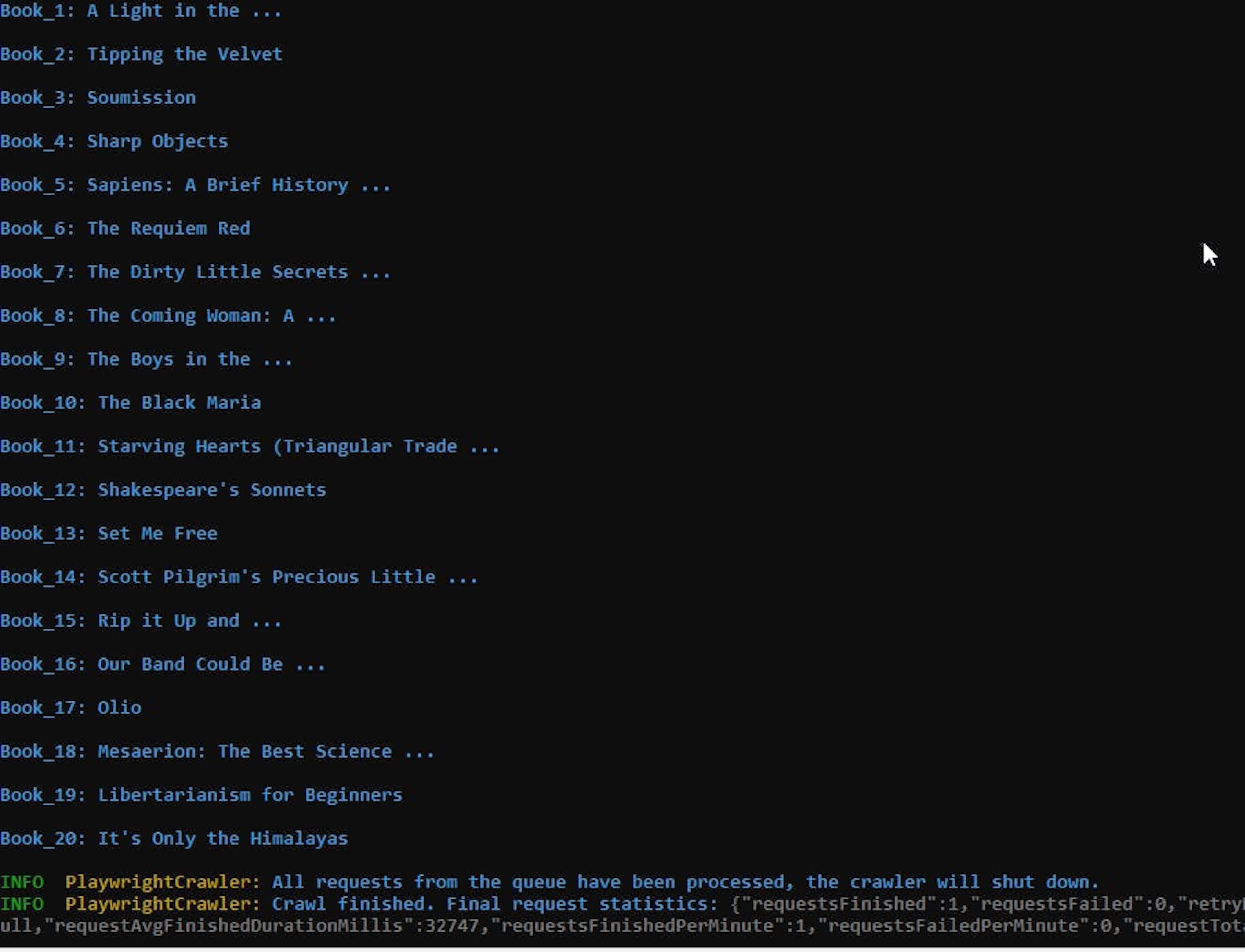 crawled project output
