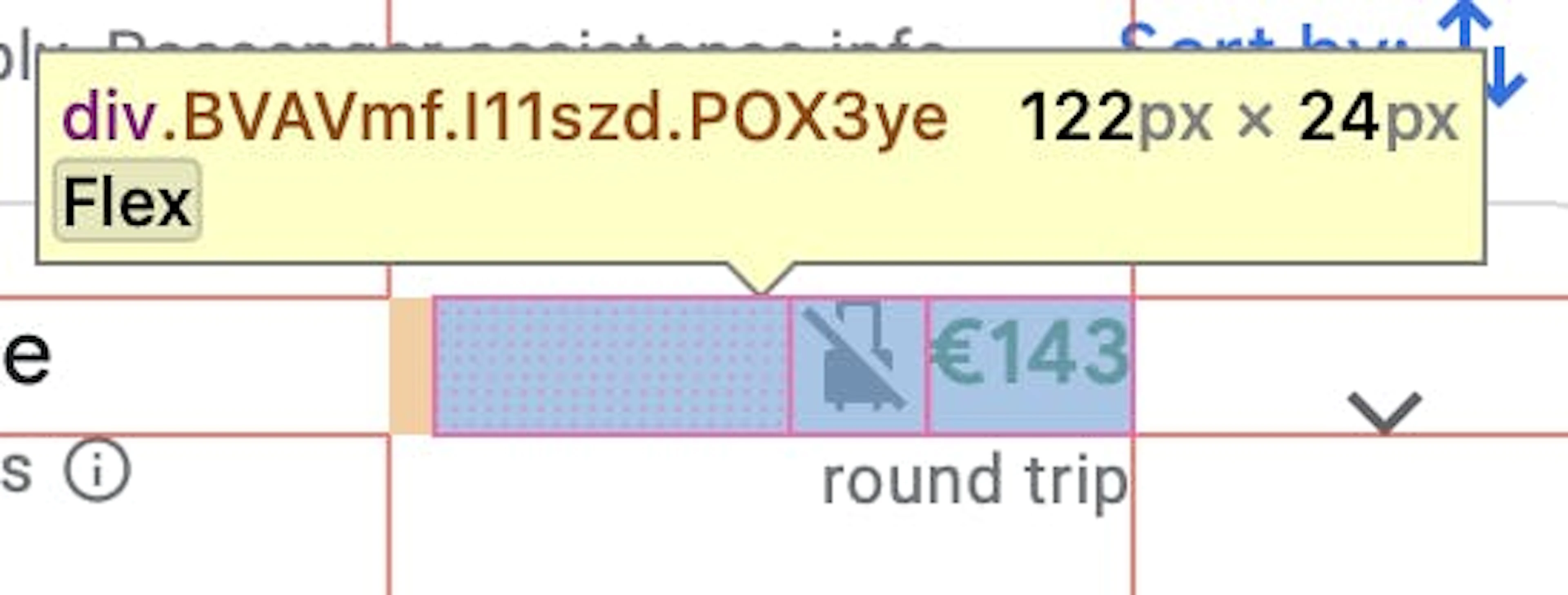 Google flights API python tutorial step 3 – getting the price and selecting an element with the class BVAVmf