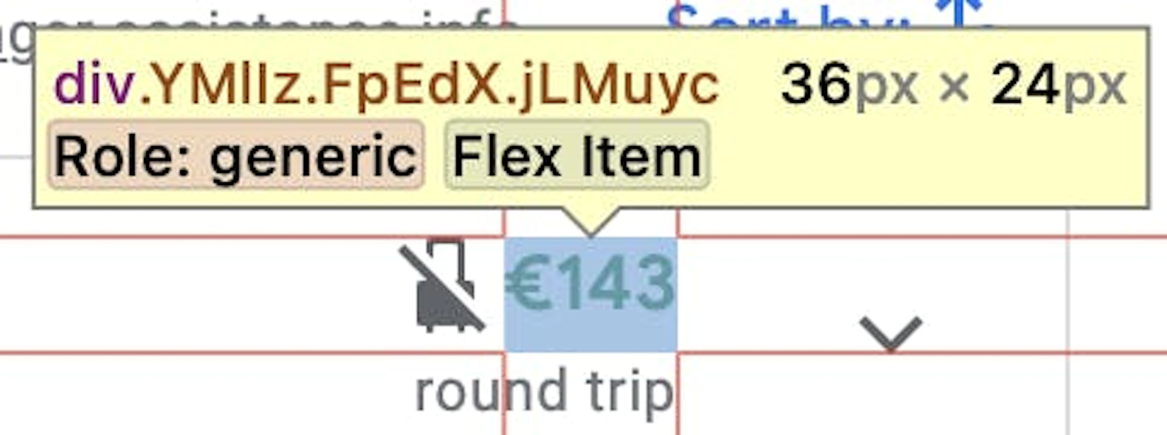 Google flight API tutorial step 3 – getting the price and selecting an element with the class YMlIz