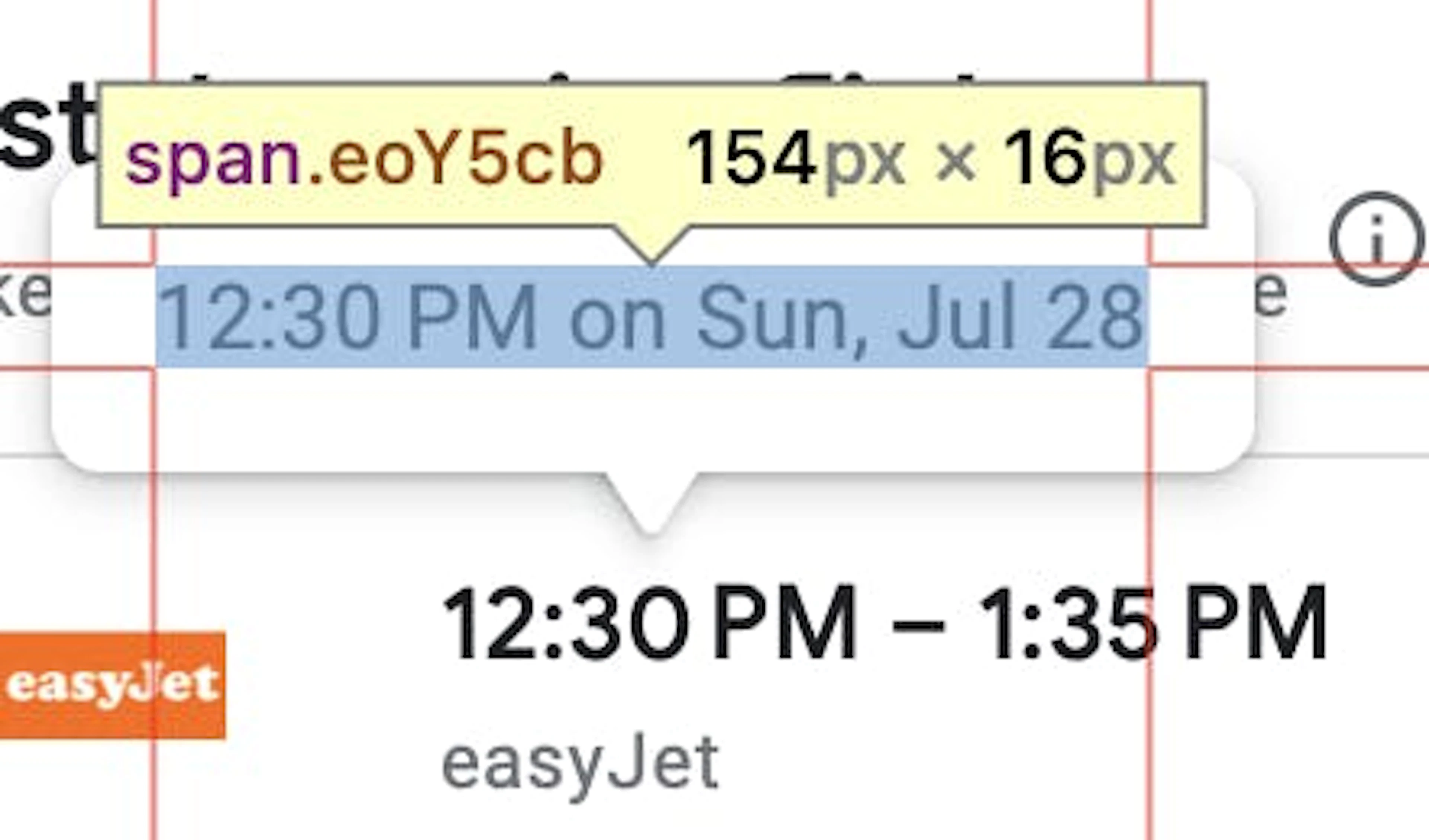 Oxy google flight scraper showcasing that you can see the information by hovering the mouse