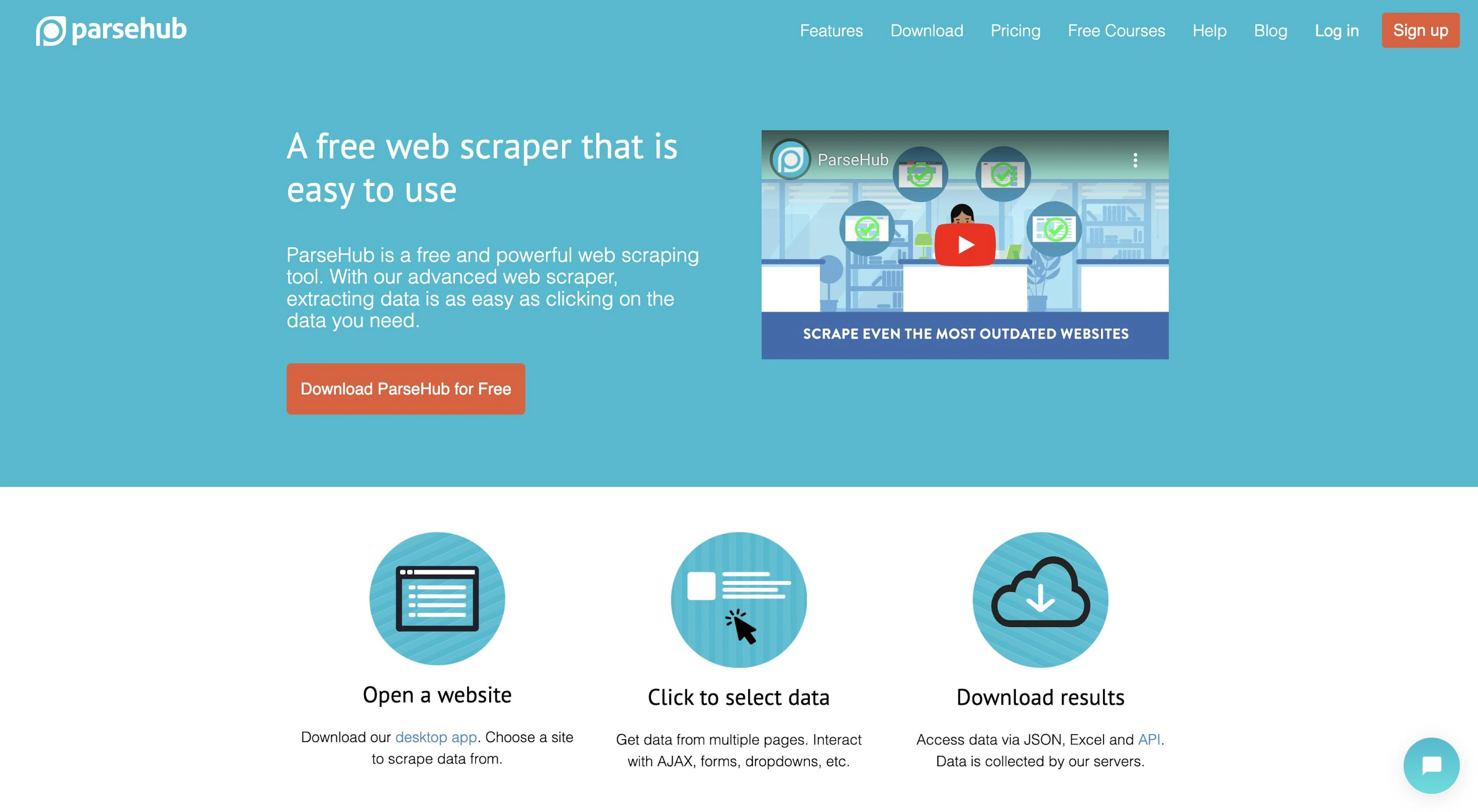 Parsehub offers no code data scraping desktop application