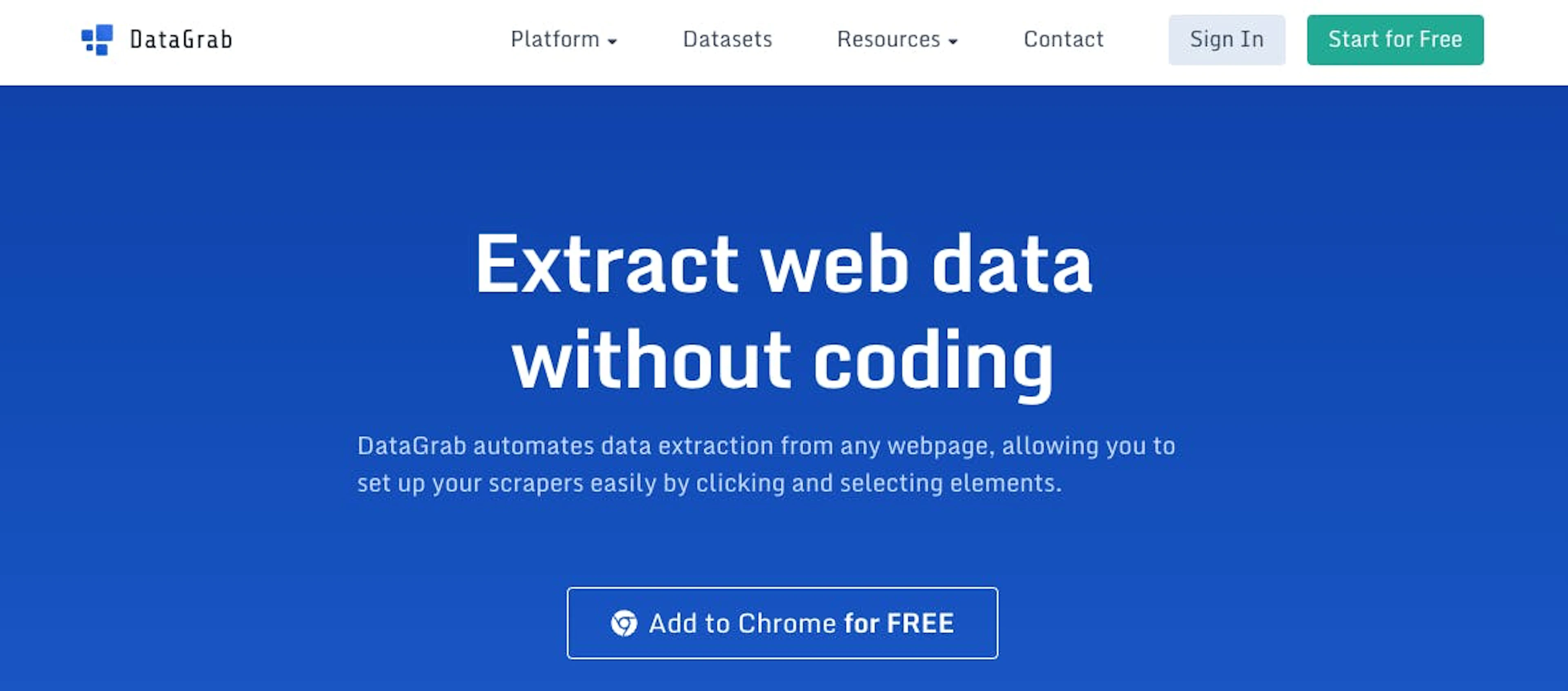 DataGrab, intuitive no code scraping solution