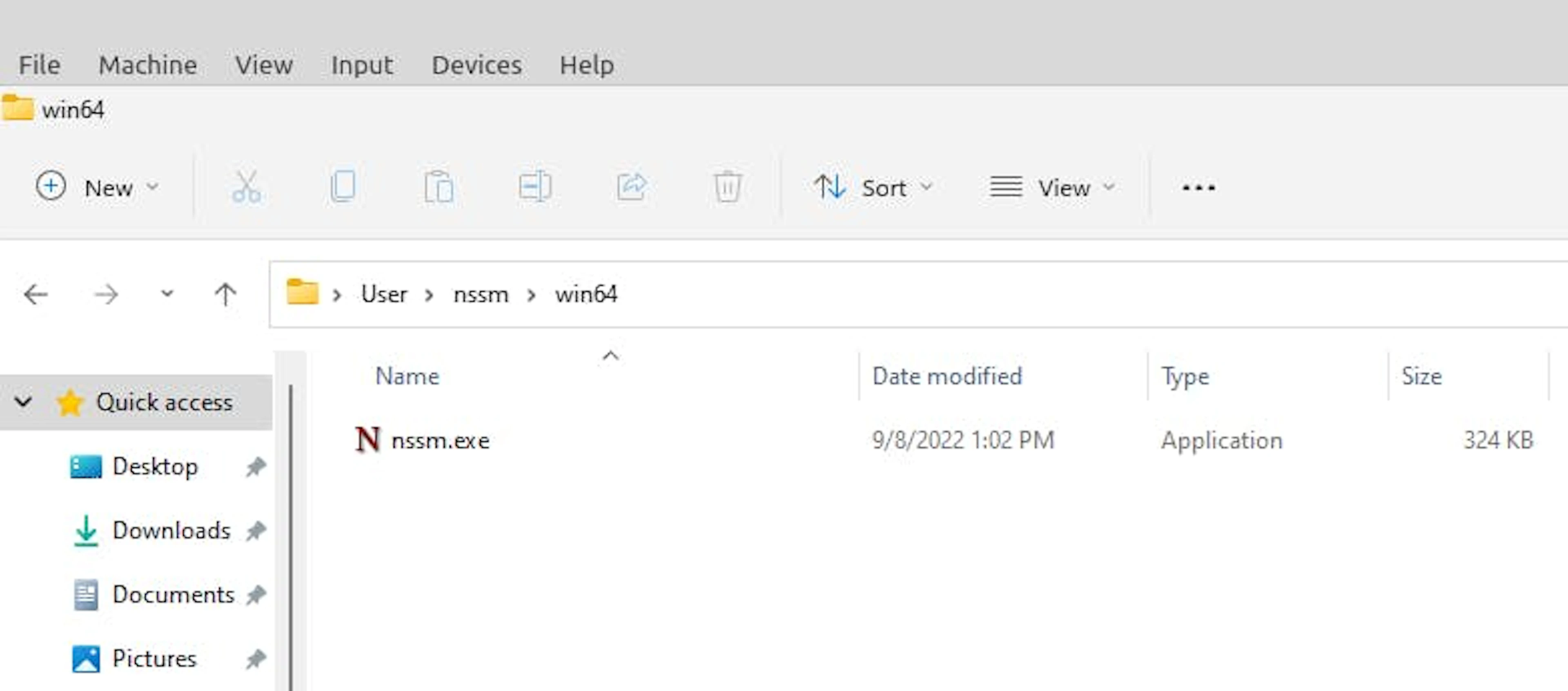 NSSM in a folder