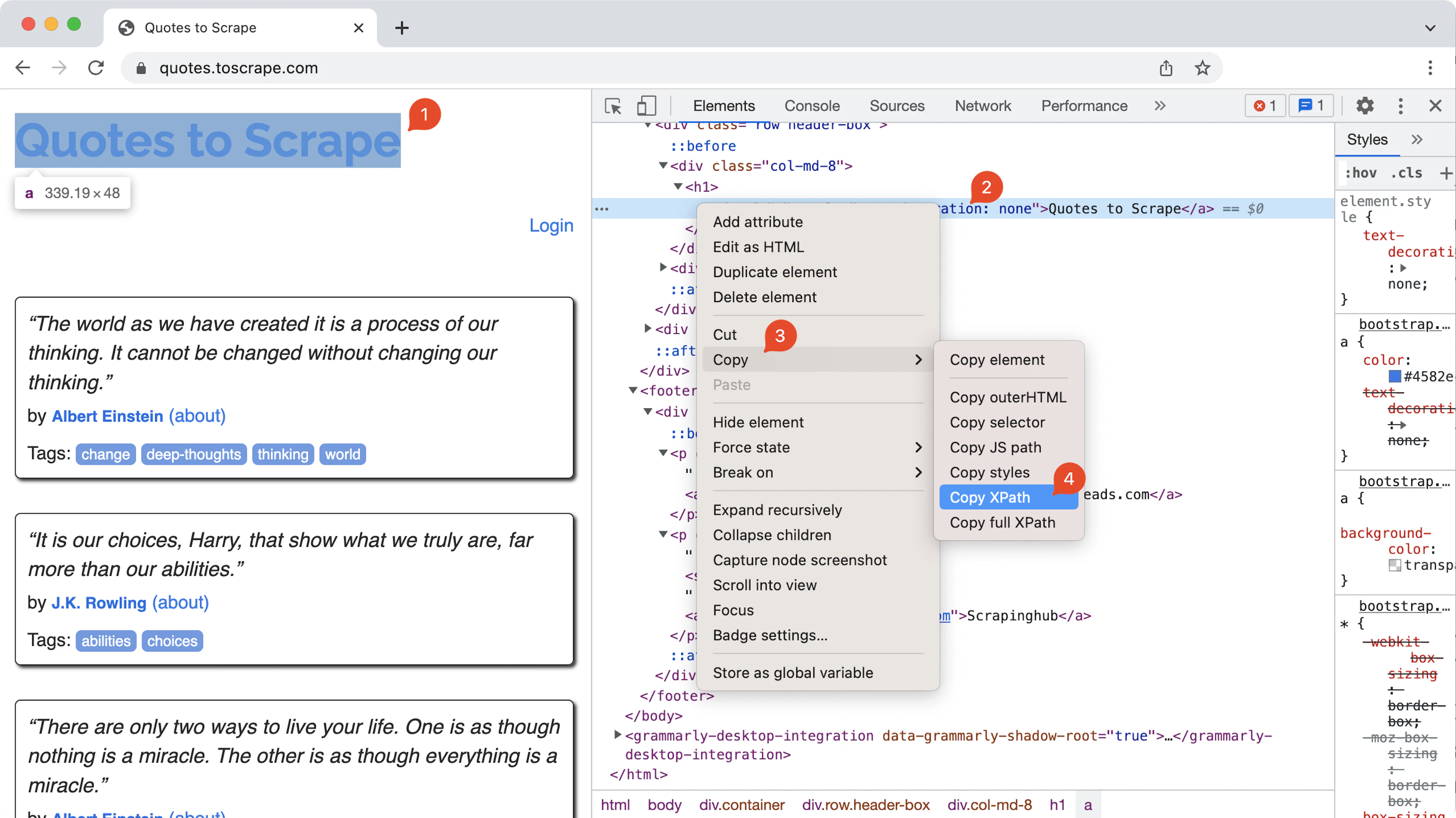 Copying an element's XPath