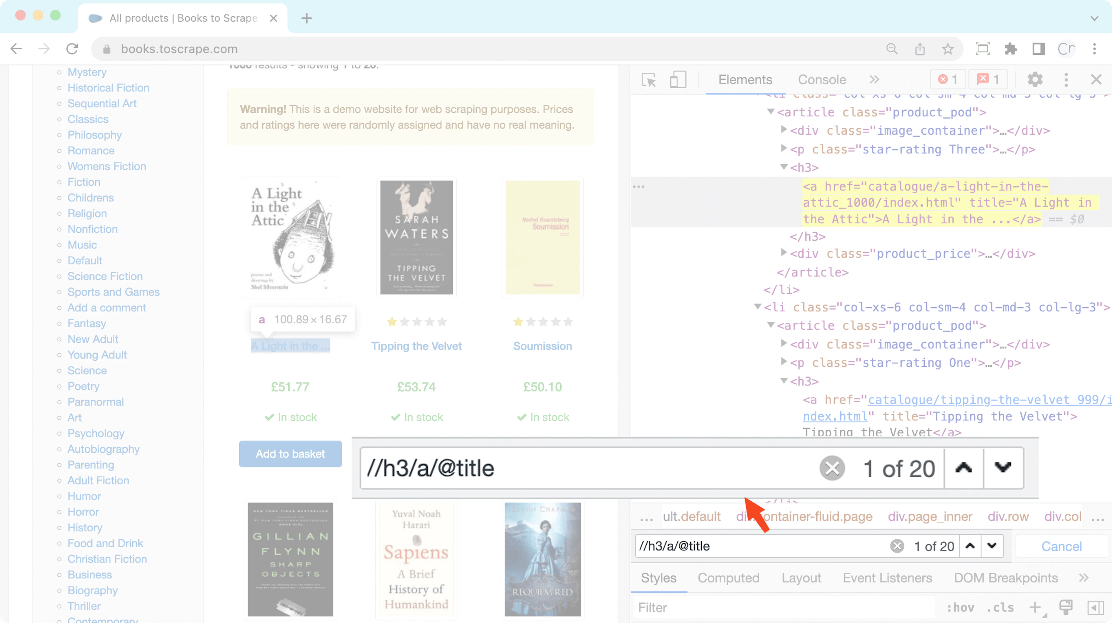 Pasting the XPath
