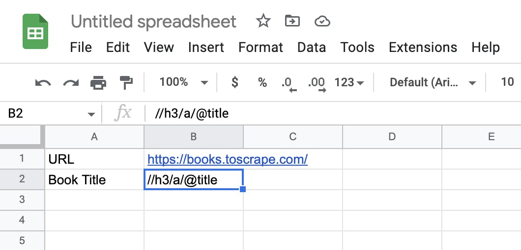 Entering the URL and the XPath