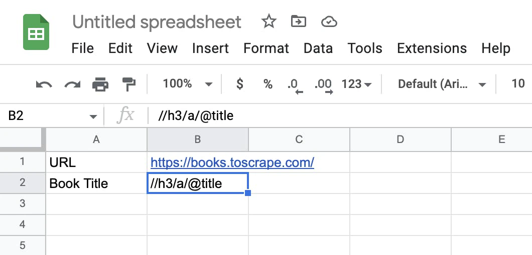 Entering the URL and the XPath