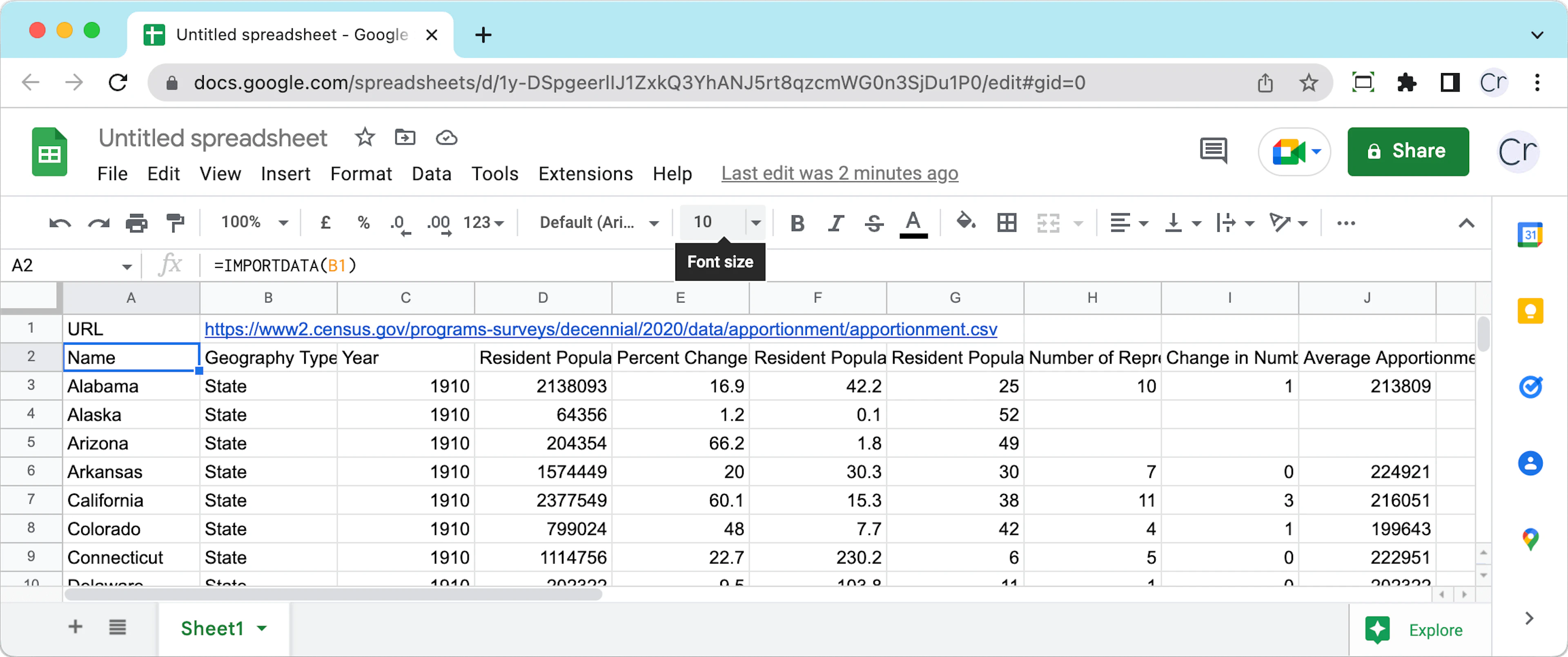 Extracted data from a CSV file