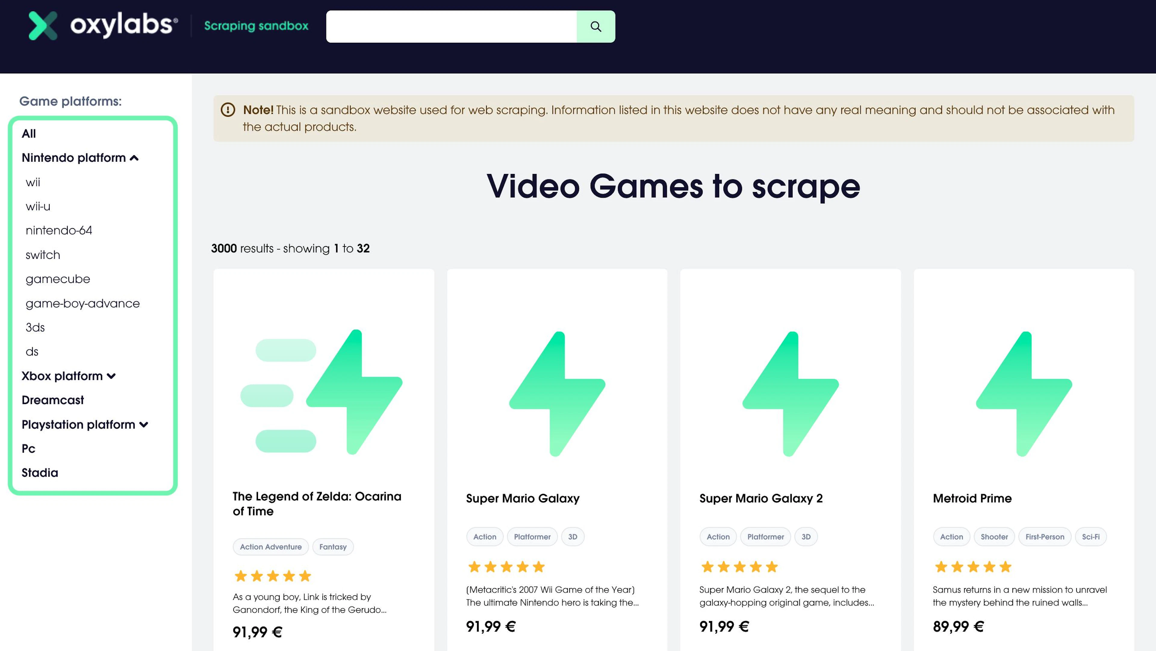 Oxylabs Scraping Sandbox