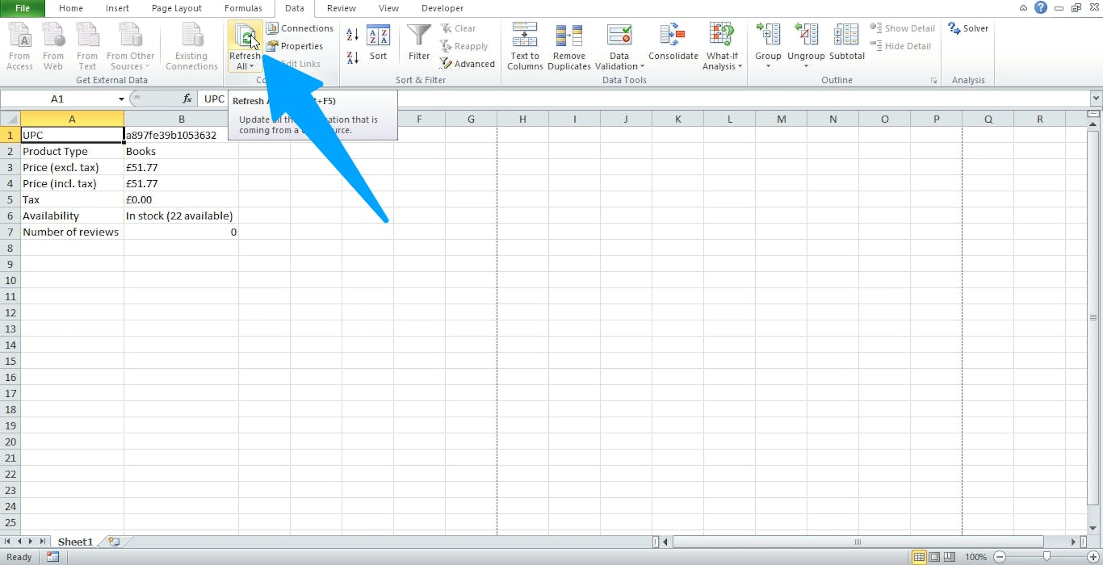 You can pull the latest data by clicking the "Refresh" button