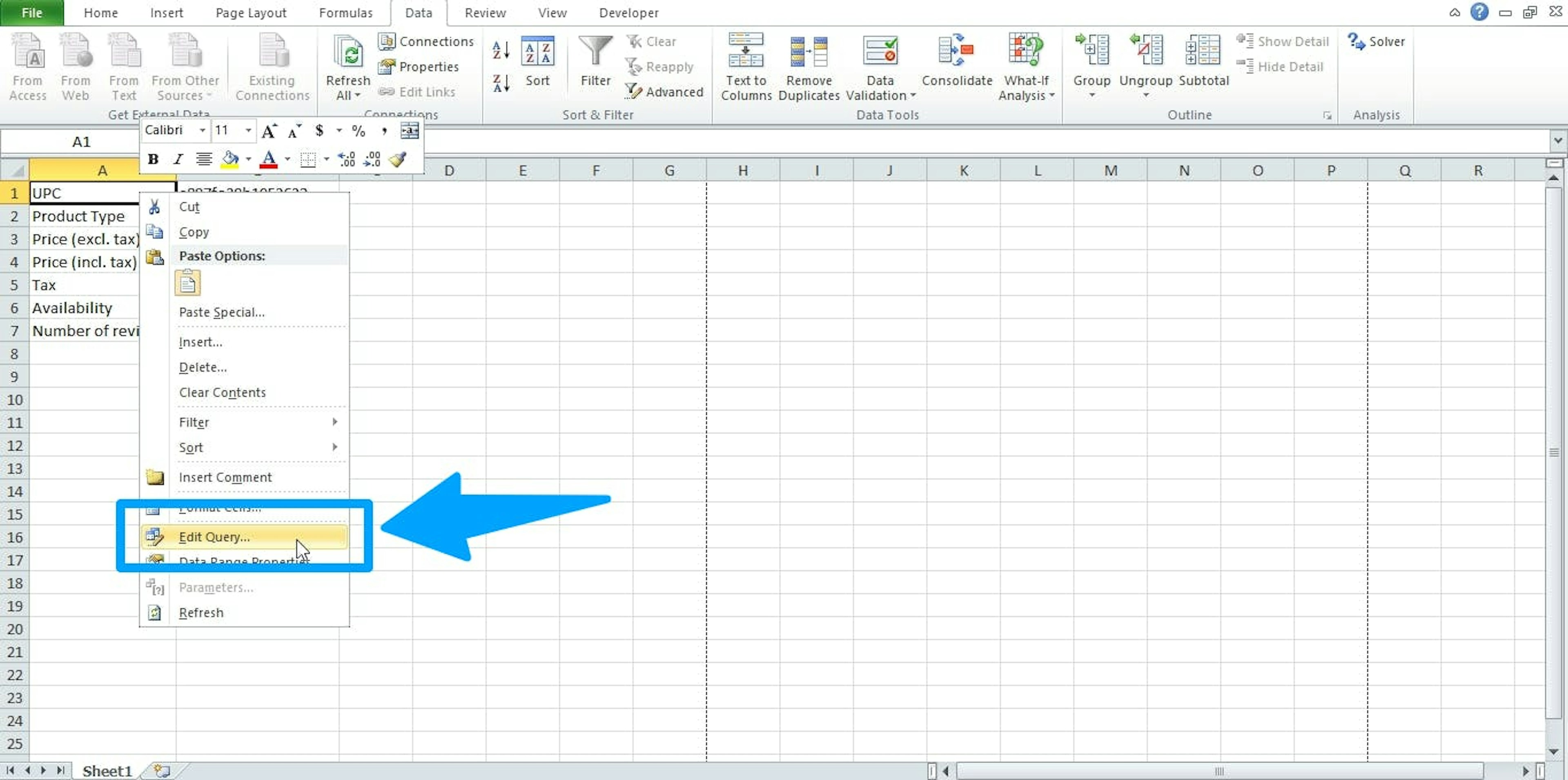 Right-click on the cell, and you'll see an option "Edit Query"